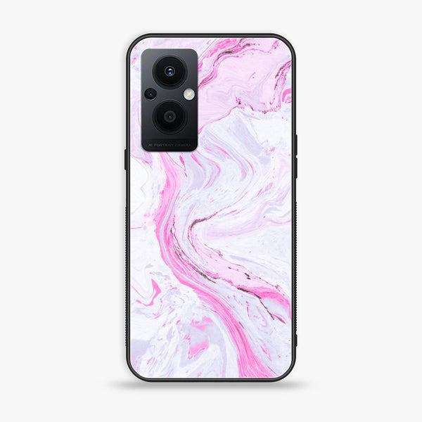 Oppo F21 Pro 5G - Pink Marble Series - Premium Printed Glass soft Bumper shock Proof Case