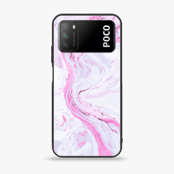 Xiaomi Poco M3 - Pink Marble Series - Premium Printed Glass soft Bumper shock Proof Case