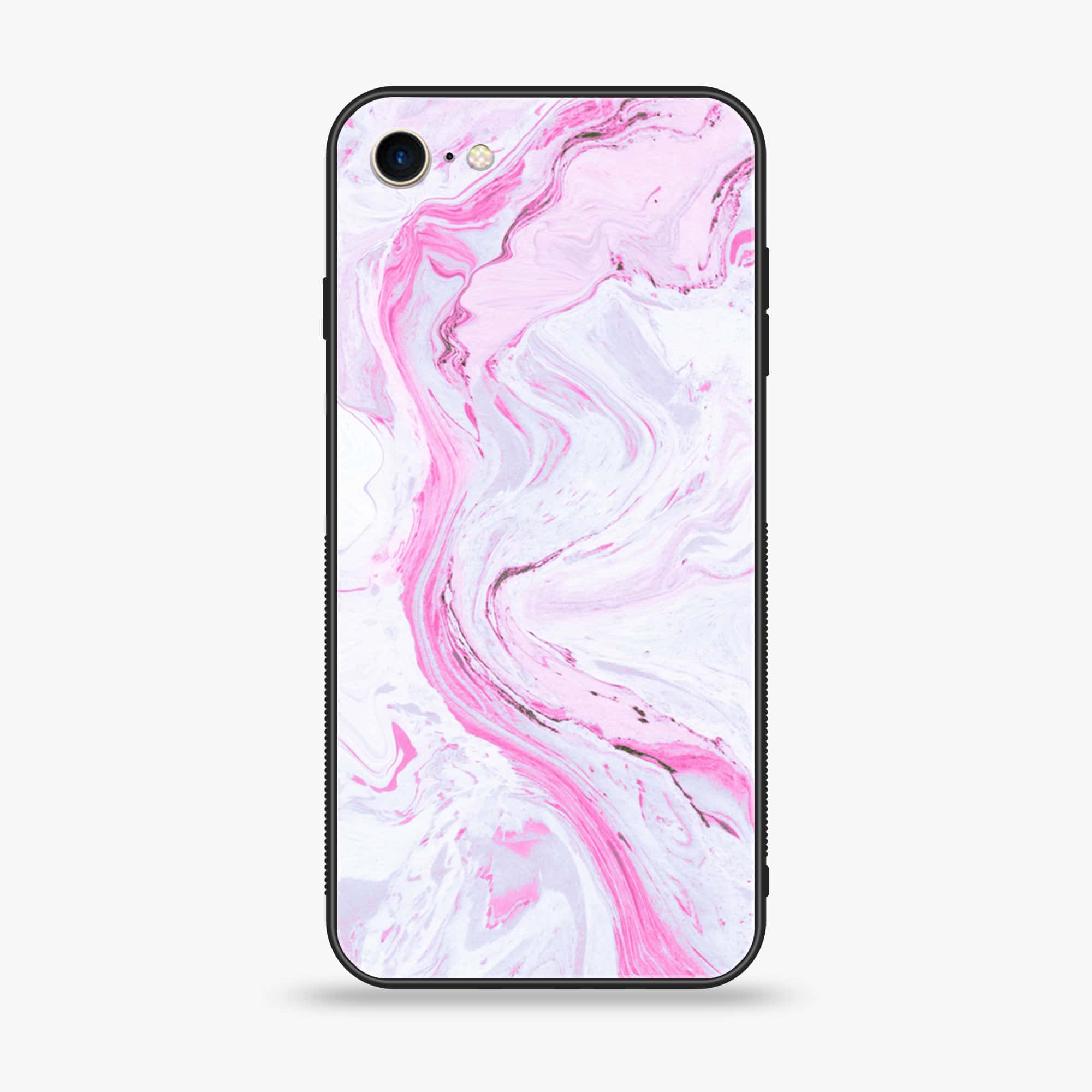 iPhone SE 2022 - Pink Marble Series - Premium Printed Glass soft Bumper shock Proof Case
