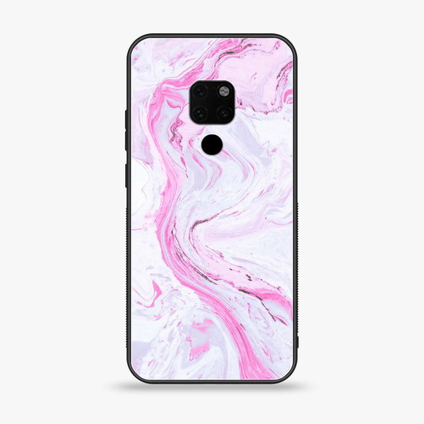 Huawei Mate 20 - Pink Marble Series - Premium Printed Glass soft Bumper shock Proof Case