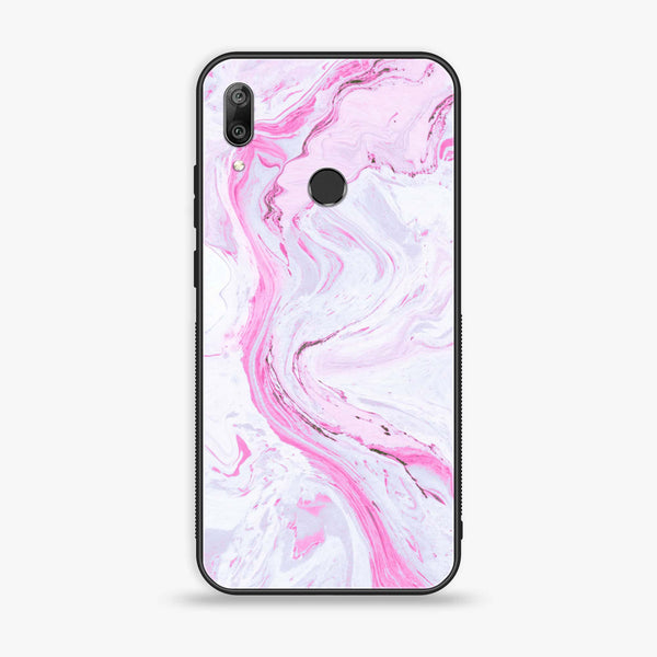 Huawei Y7 Prime (2019) - Pink Marble Series - Premium Printed Glass soft Bumper shock Proof Case