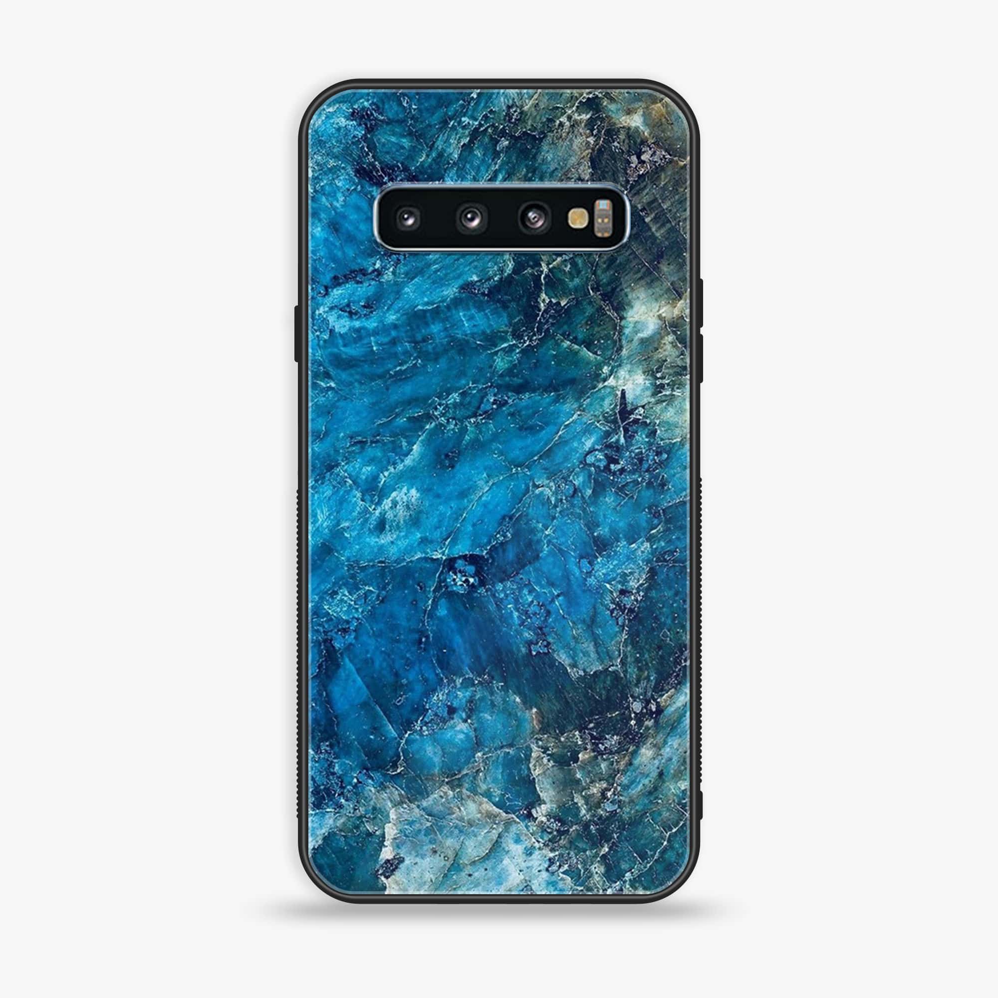 Samsung Galaxy S10 - Blue Marble Series - Premium Printed Glass soft Bumper shock Proof Case