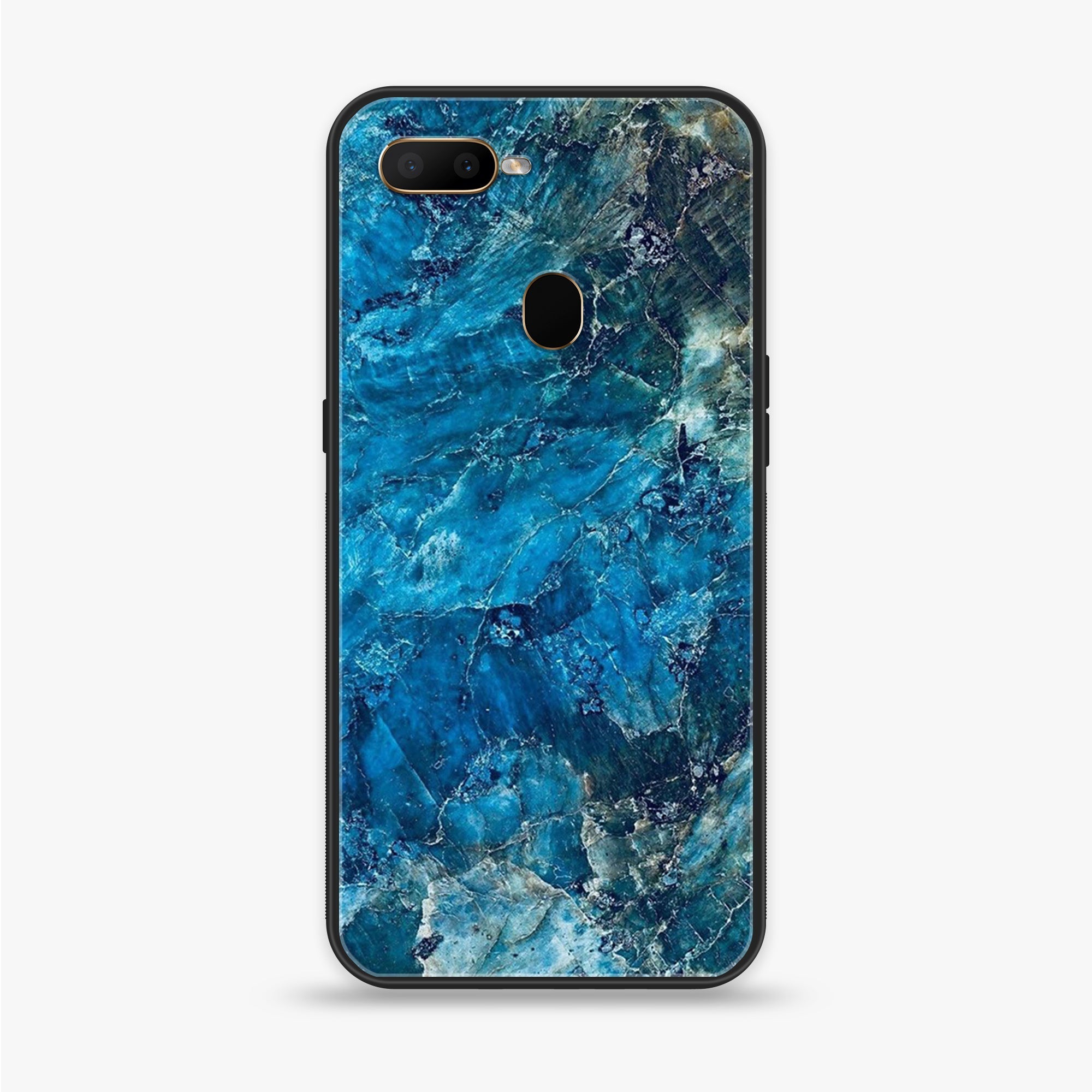 OPPO F9 Pro - Blue Marble Series - Premium Printed Glass soft Bumper shock Proof Case