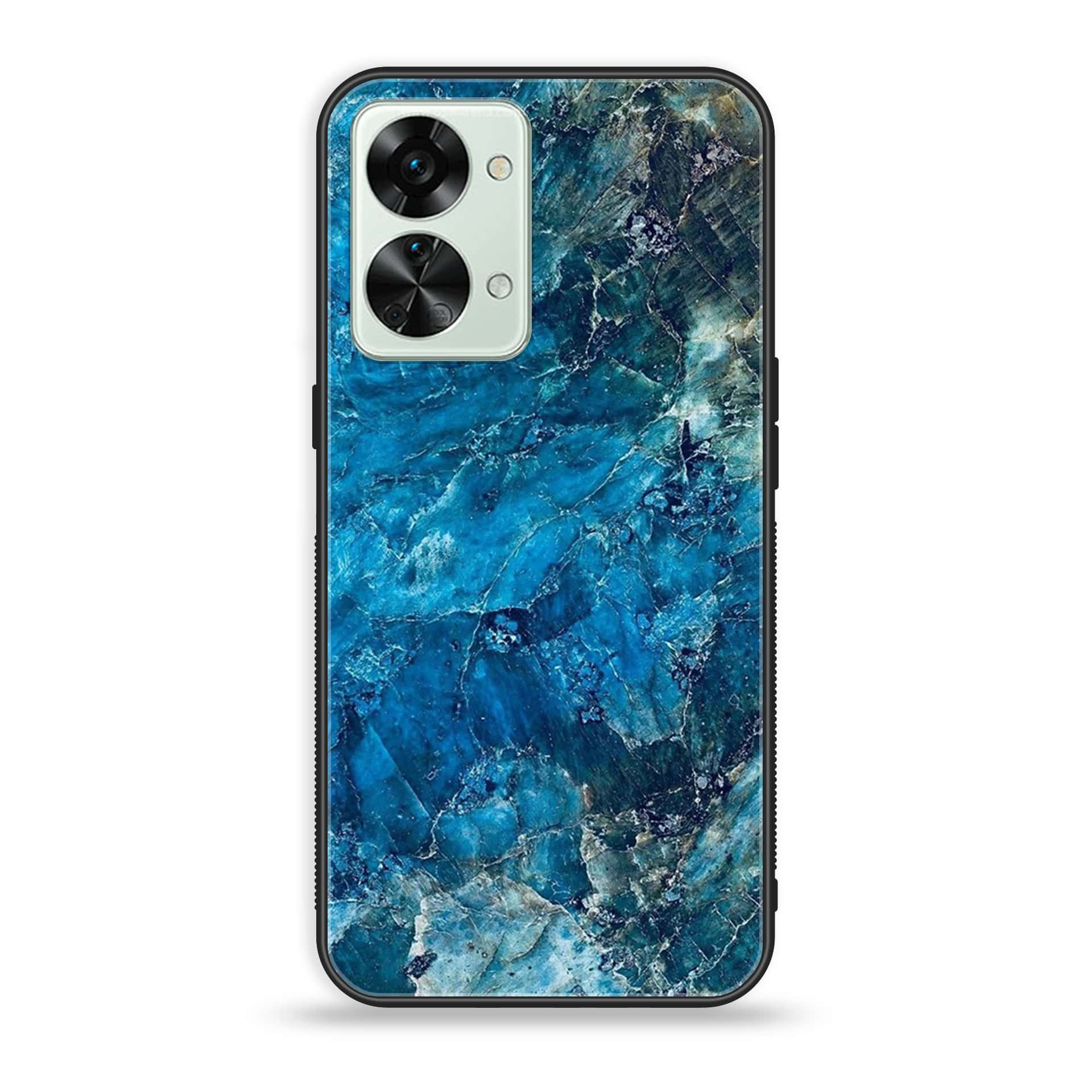 OnePlus Nord 2T 5G Blue Marble Series Premium Printed Glass soft Bumper shock Proof Case