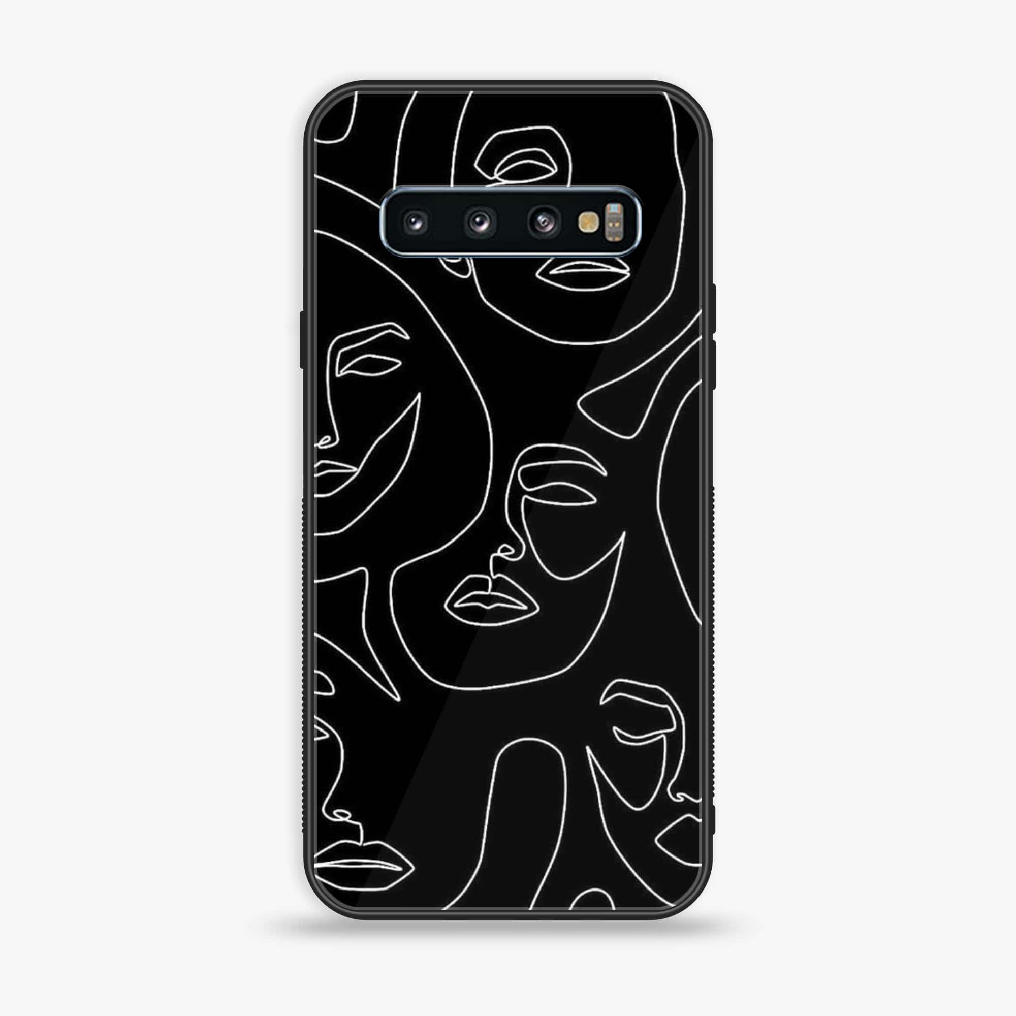 Samsung Galaxy S10 - Girls Line Art Series - Premium Printed Glass soft Bumper shock Proof Case