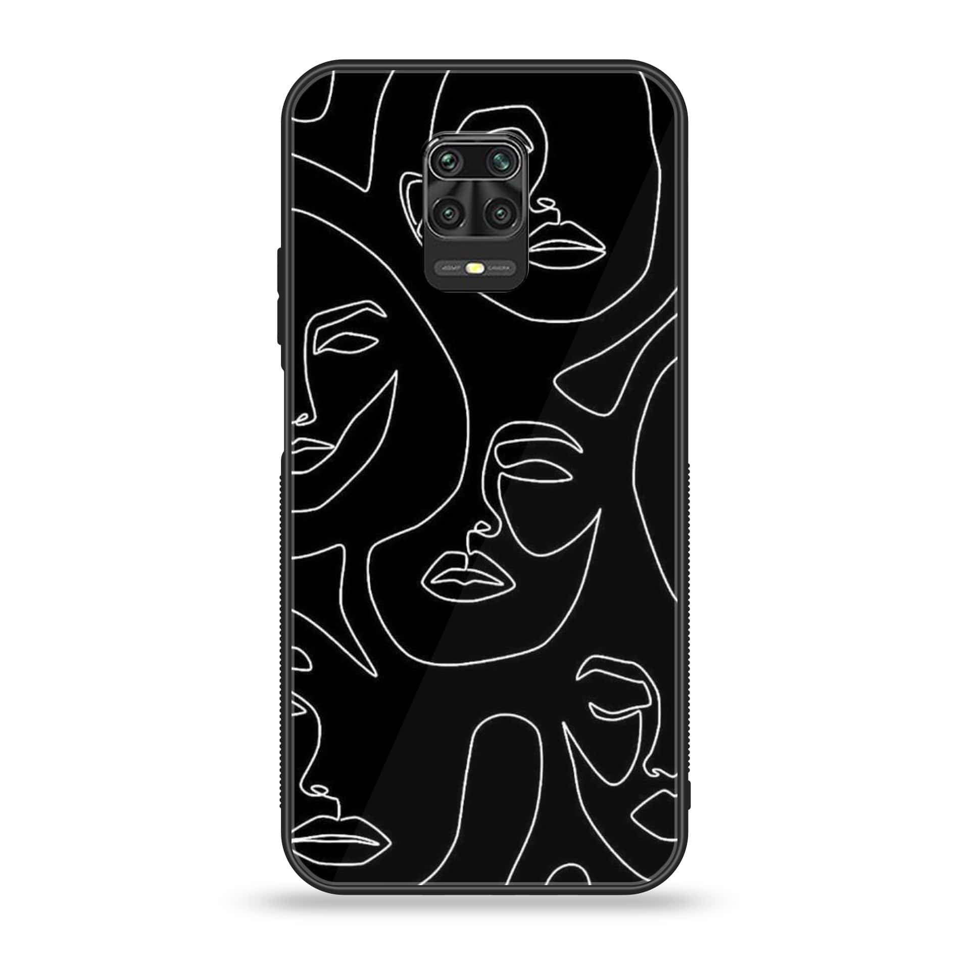 Xiaomi Redmi Note 9S - Girls Line Art Series - Premium Printed Glass soft Bumper shock Proof Case
