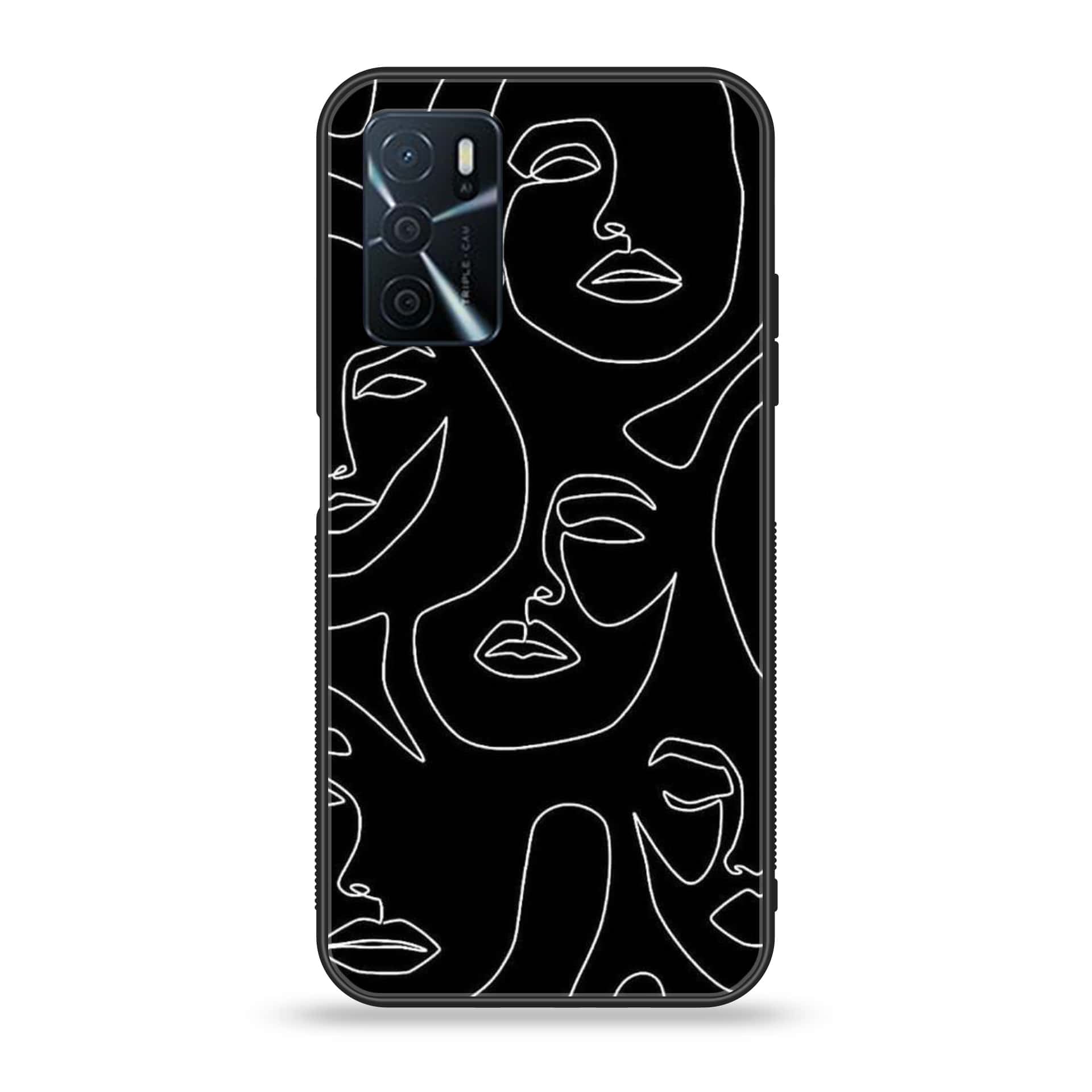 OPPO A16 - Girls Line Art Series - Premium Printed Glass soft Bumper shock Proof Case