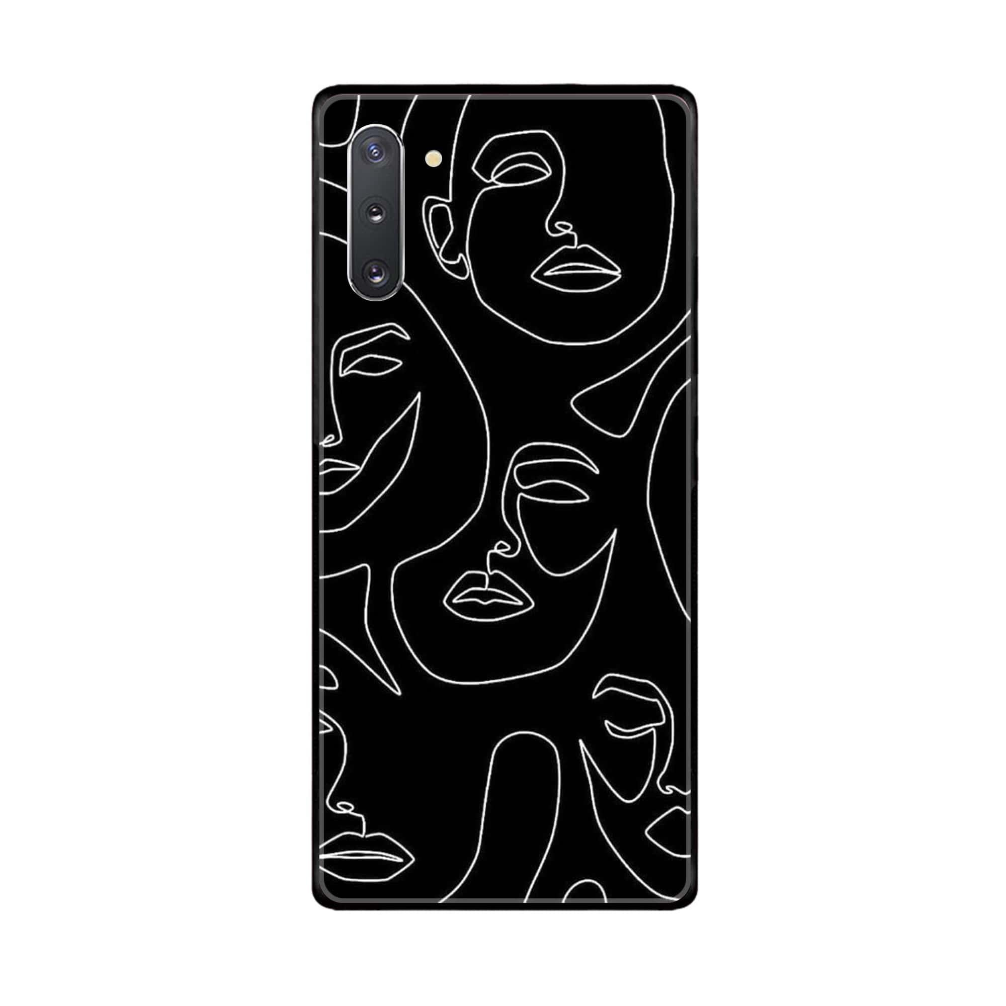 Samsung Galaxy Note 10 Girls Line Art Series Premium Printed Glass soft Bumper shock Proof Case