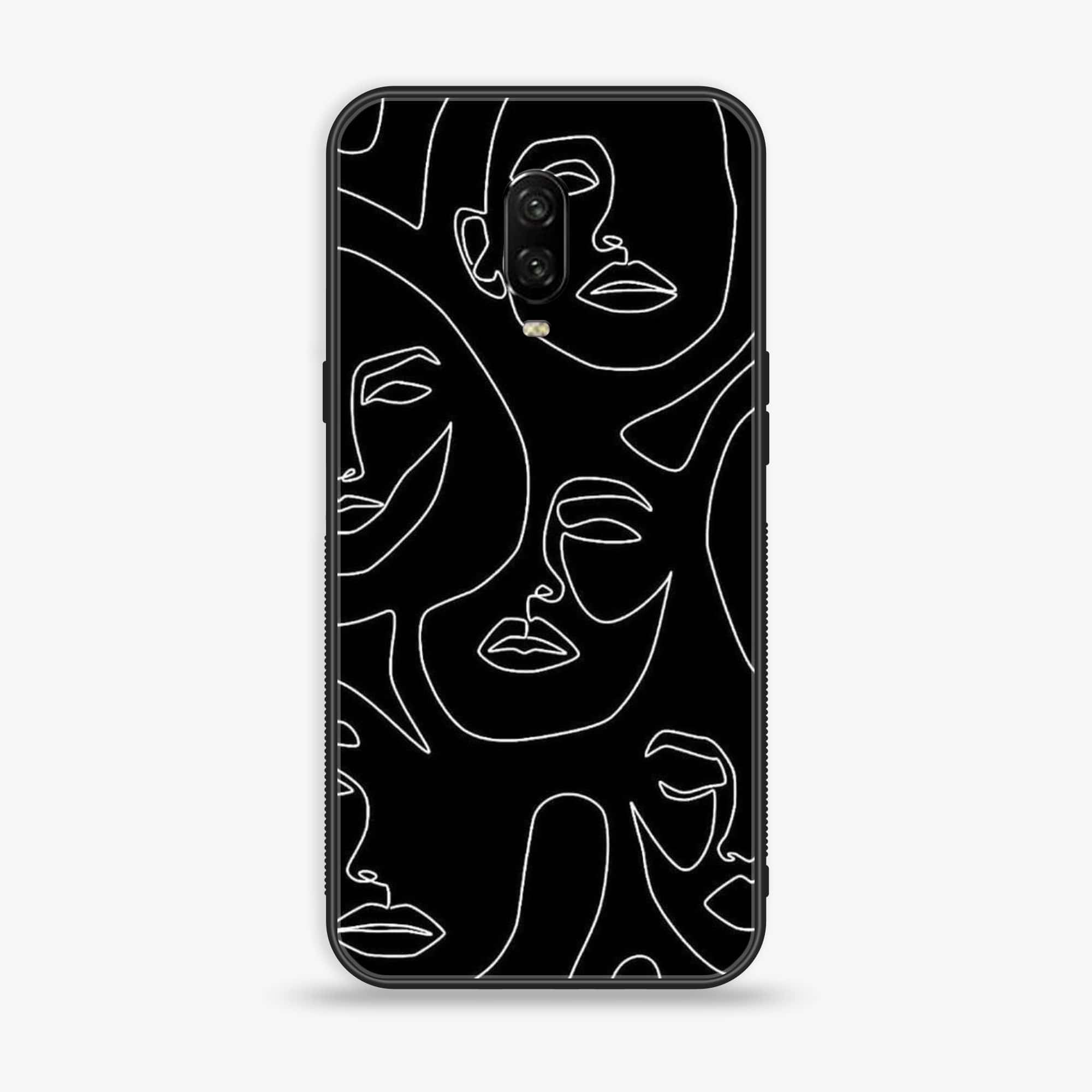 OnePlus 6T - Girls Line Art Series - Premium Printed Glass soft Bumper shock Proof Case