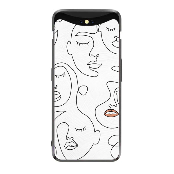 Oppo Find X - Girls Line Art Series - Premium Printed Glass soft Bumper shock Proof Case