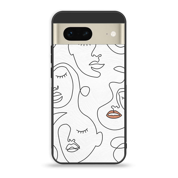 Google Pixel 7 - Girls Line Art Series - Premium Printed Glass soft Bumper shock Proof Case