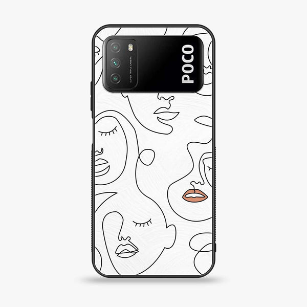 Xiaomi Poco M3 - Girls Line Art Series - Premium Printed Glass soft Bumper shock Proof Case