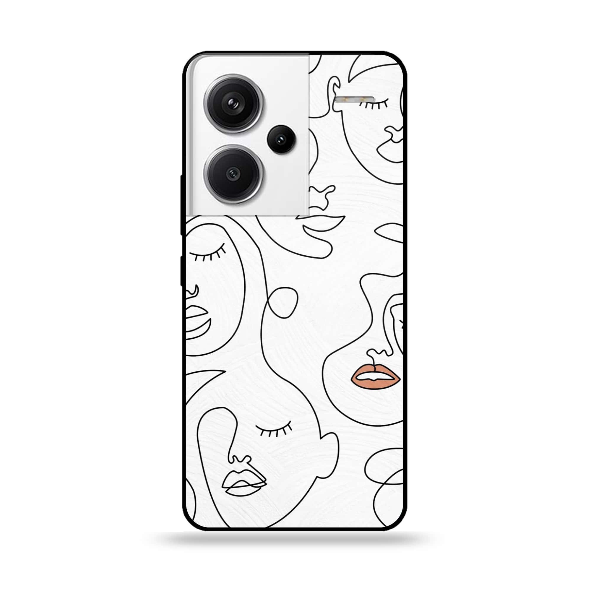 Redmi Note 13 Pro Plus 5G - Girls Line Art Series - Premium Printed Glass soft Bumper shock Proof Case