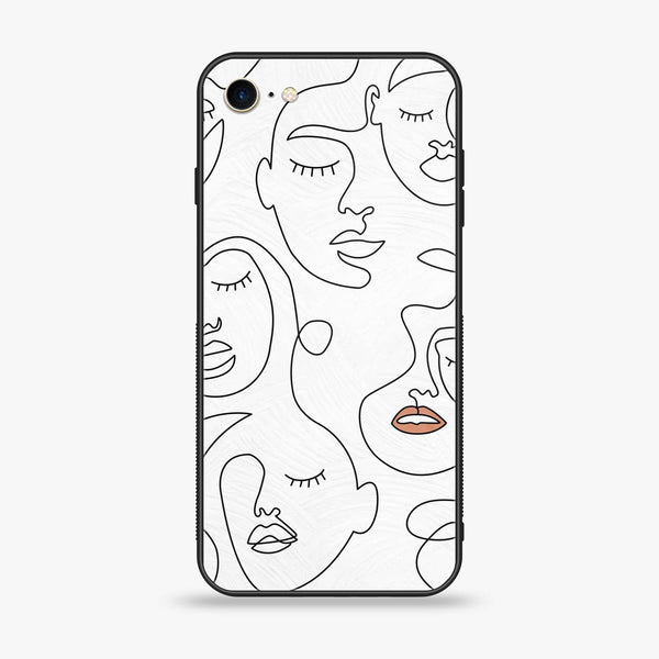 IPhone SE 2020 - Girls Line Art Series - Premium Printed Glass soft Bumper shock Proof Case