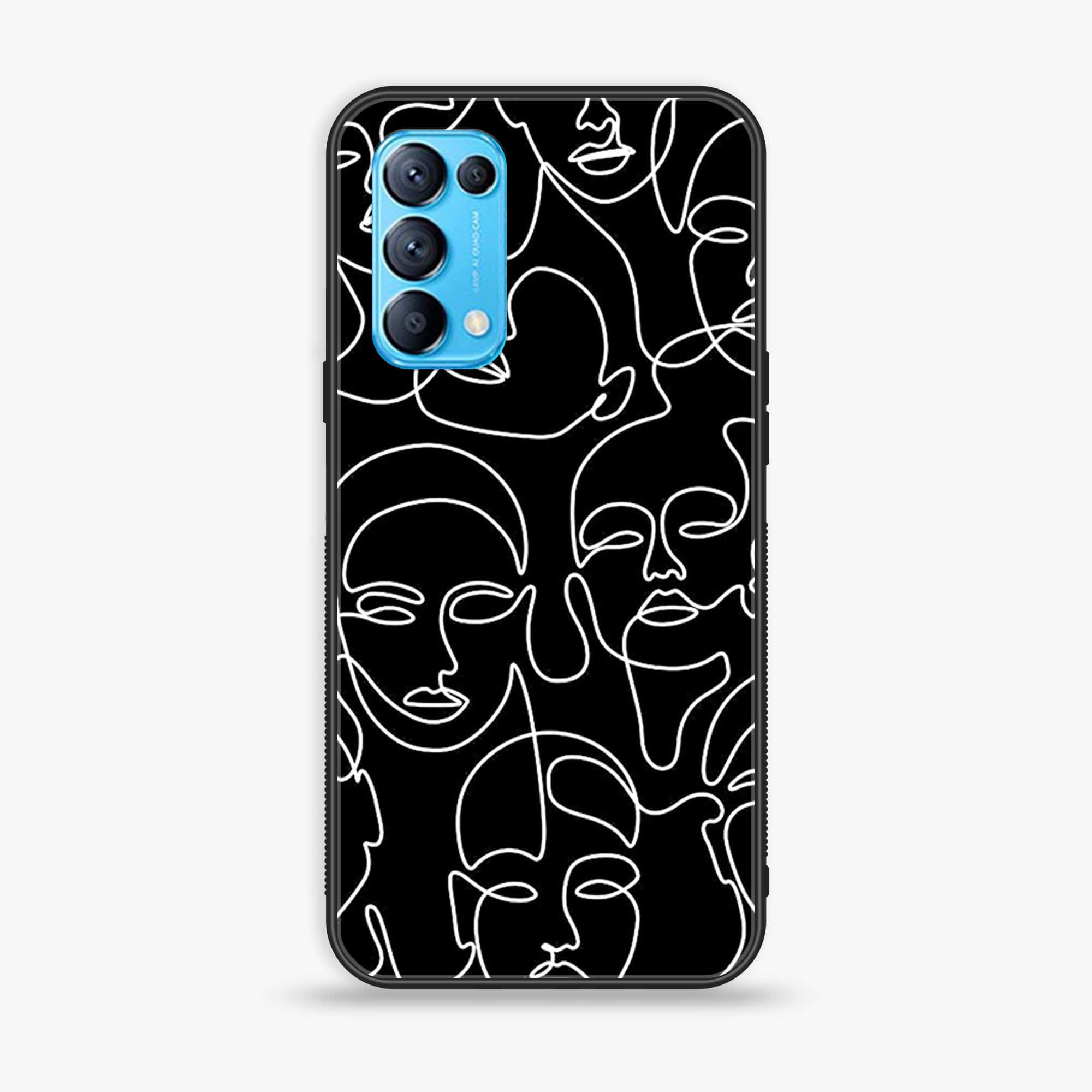 Oppo Reno 5 Girls Line Art Series Premium Printed Glass soft Bumper shock Proof Case
