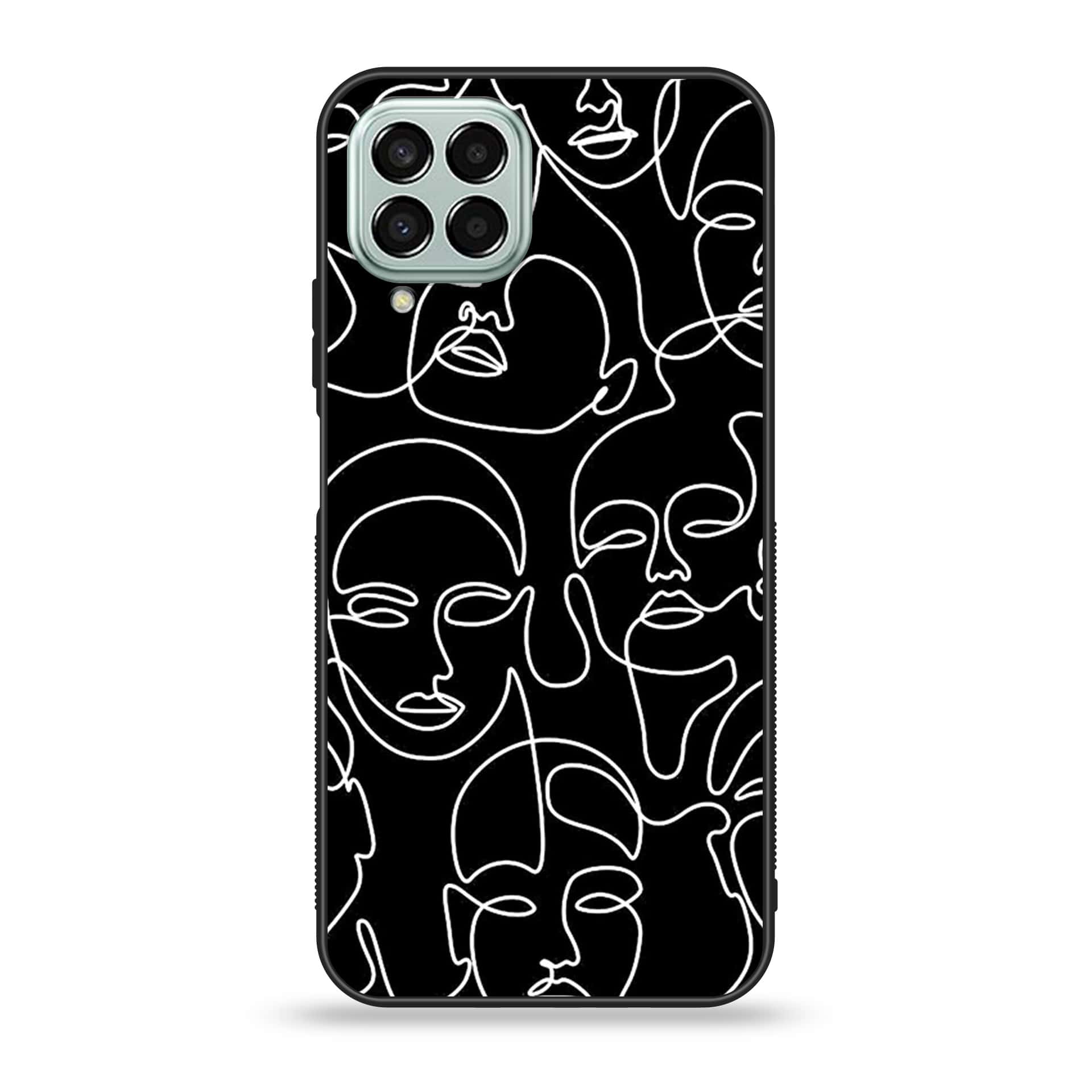 Samsung Galaxy M33 - Girl Line Art series- Premium Printed Glass soft Bumper shock Proof Case