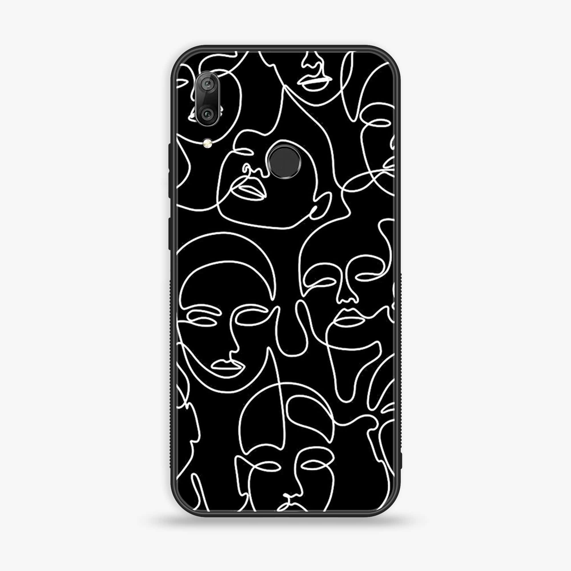 Huawei Y7 Prime (2019) - Girls Line Art Series - Premium Printed Glass soft Bumper shock Proof Case