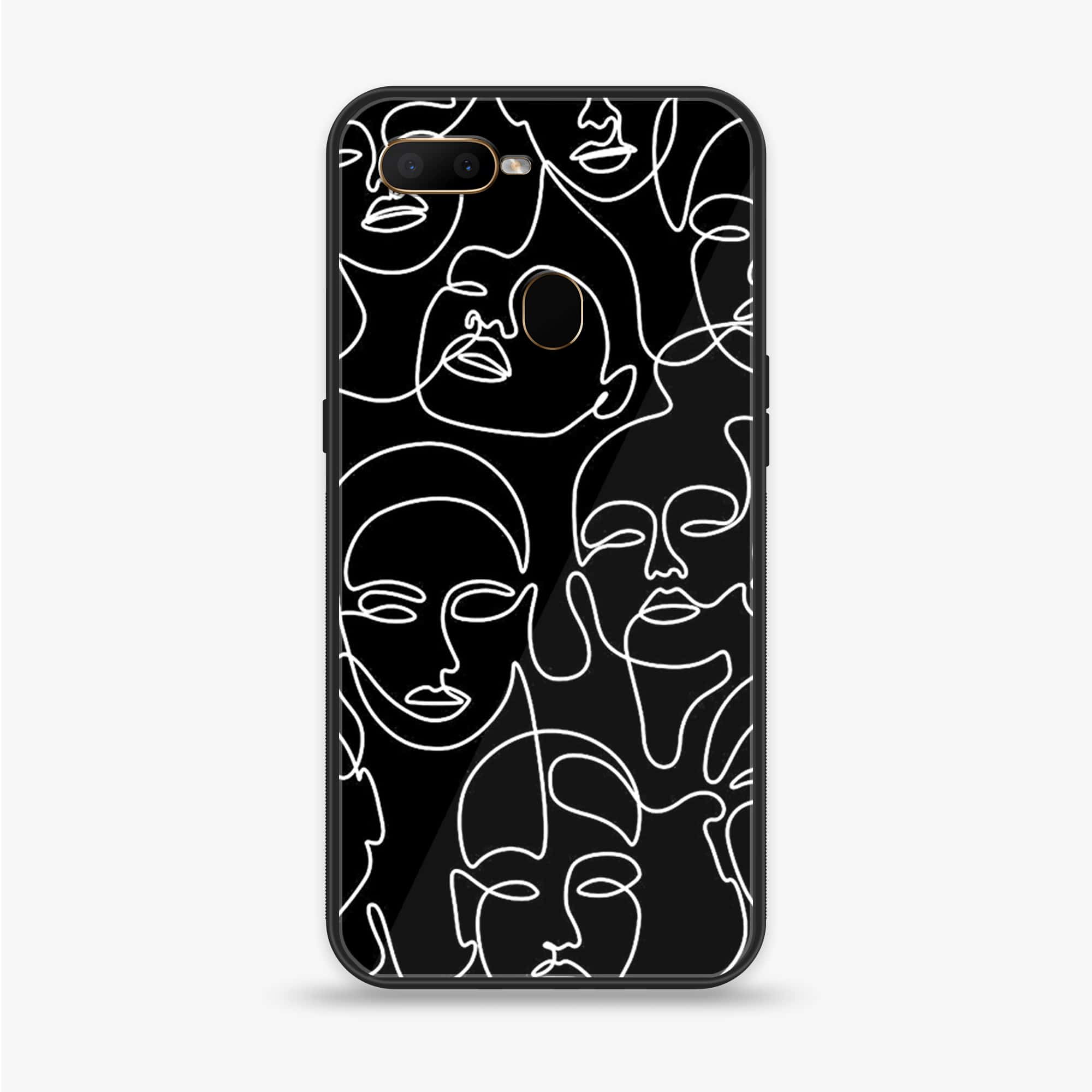 Oppo A7 - Girls Line Art Series - Premium Printed Glass soft Bumper shock Proof Case