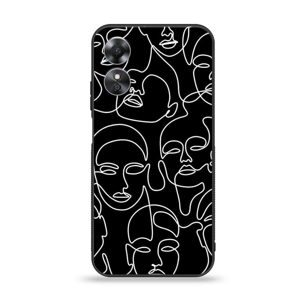 Oppo A17k - Girls Line Art Series - Premium Printed Glass soft Bumper shock Proof Case