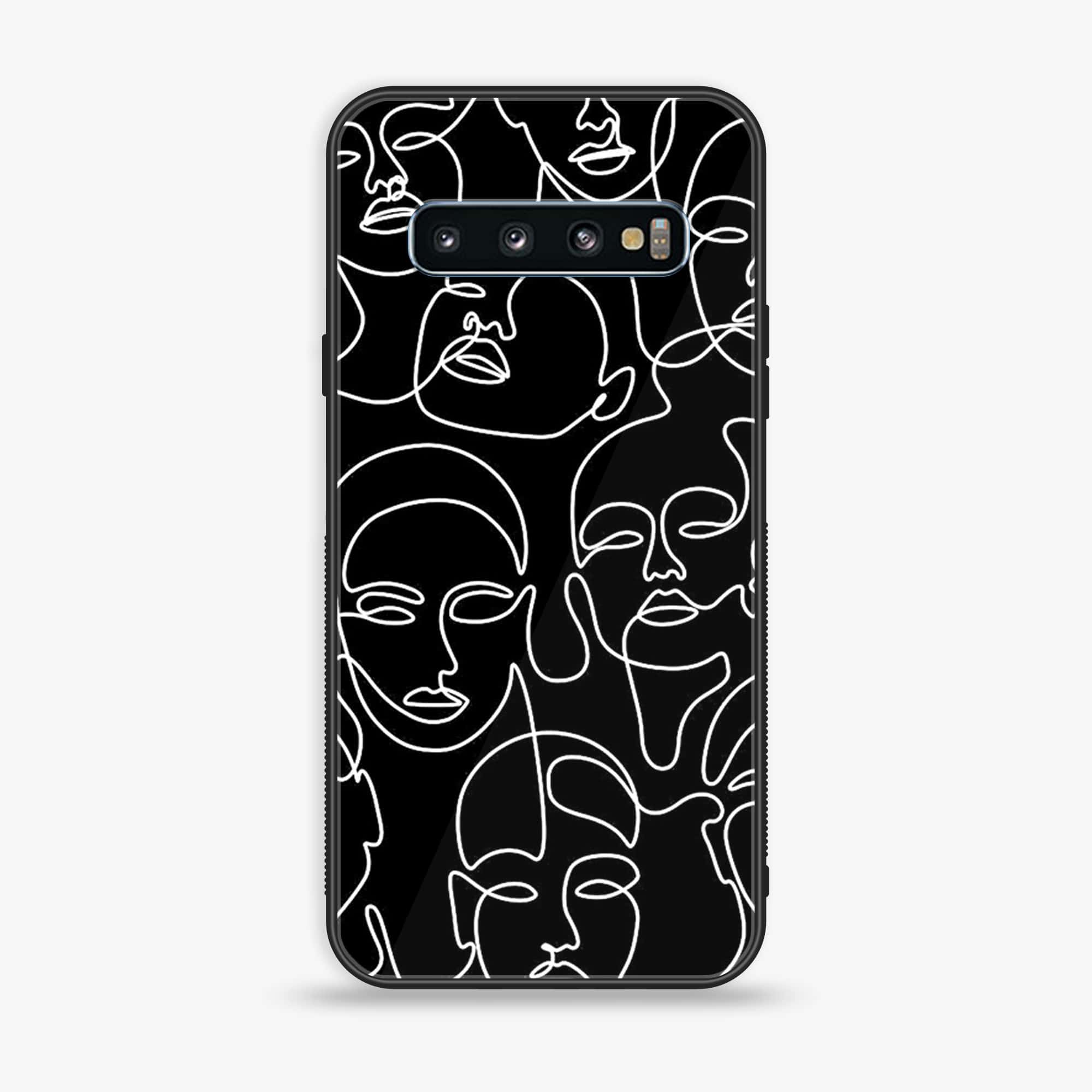 Samsung Galaxy S10 - Girls Line Art Series - Premium Printed Glass soft Bumper shock Proof Case