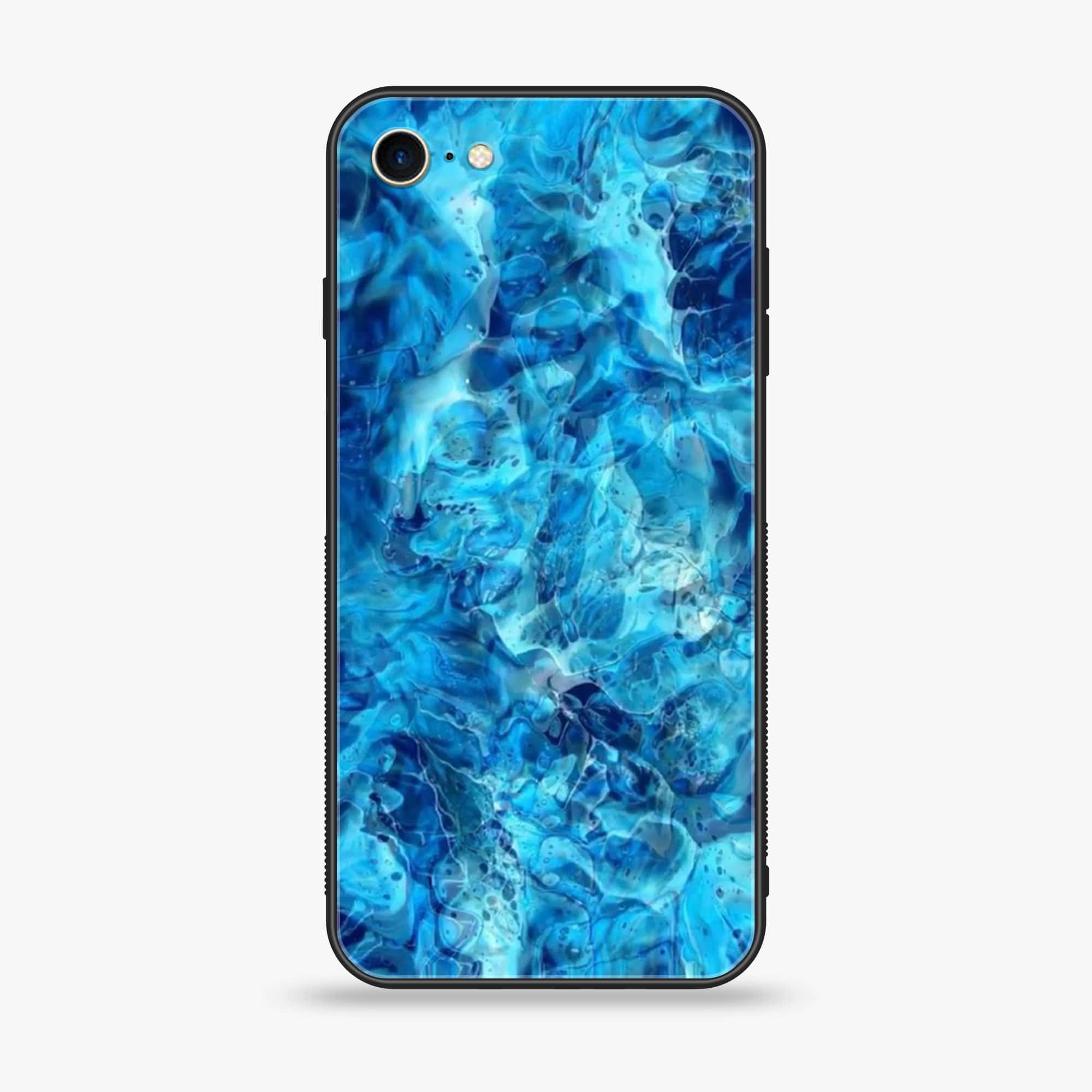 iPhone SE 2020 - Blue Marble Series - Premium Printed Glass soft Bumper shock Proof Case