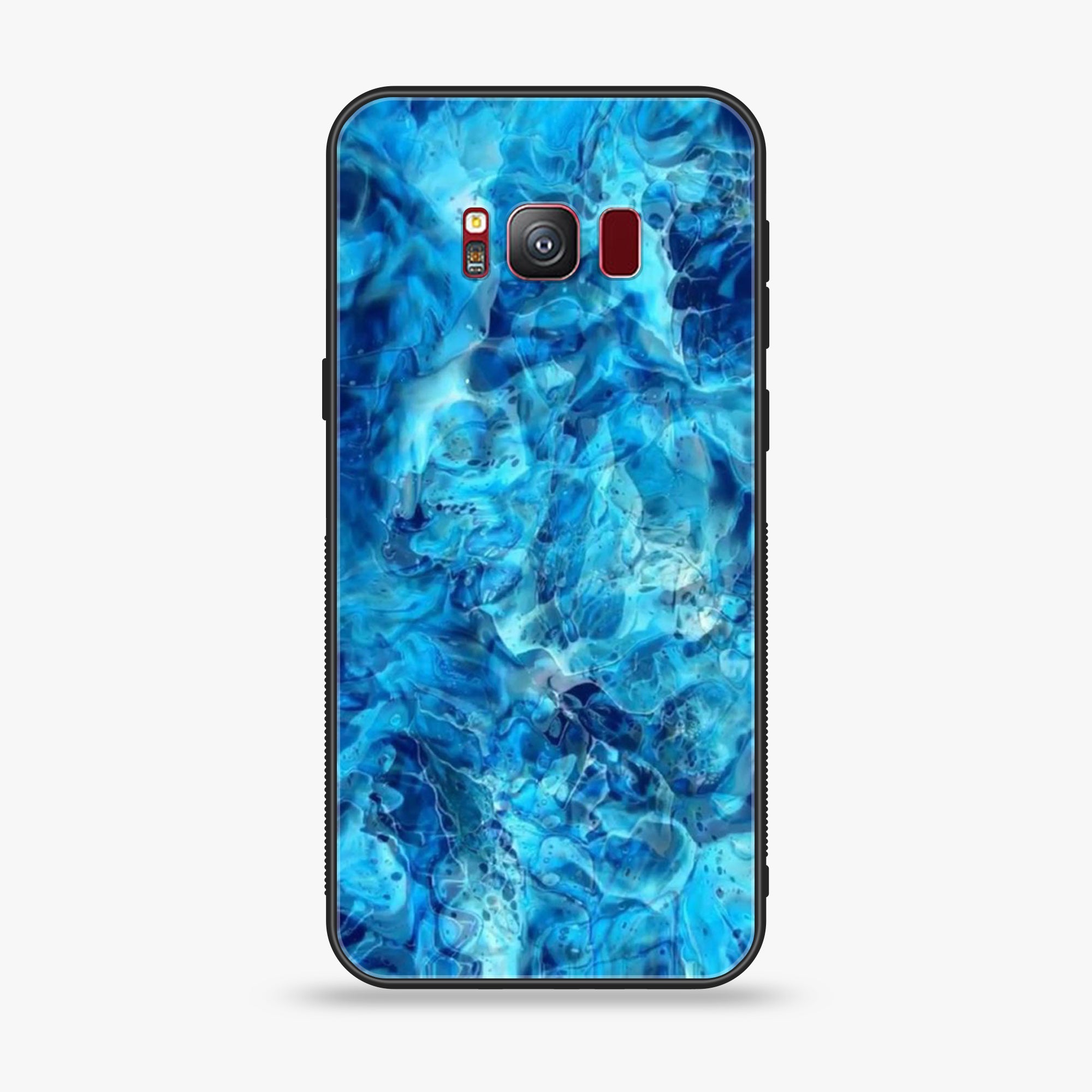 Samsung S8 - Blue Marble Series - Premium Printed Glass soft Bumper shock Proof Case