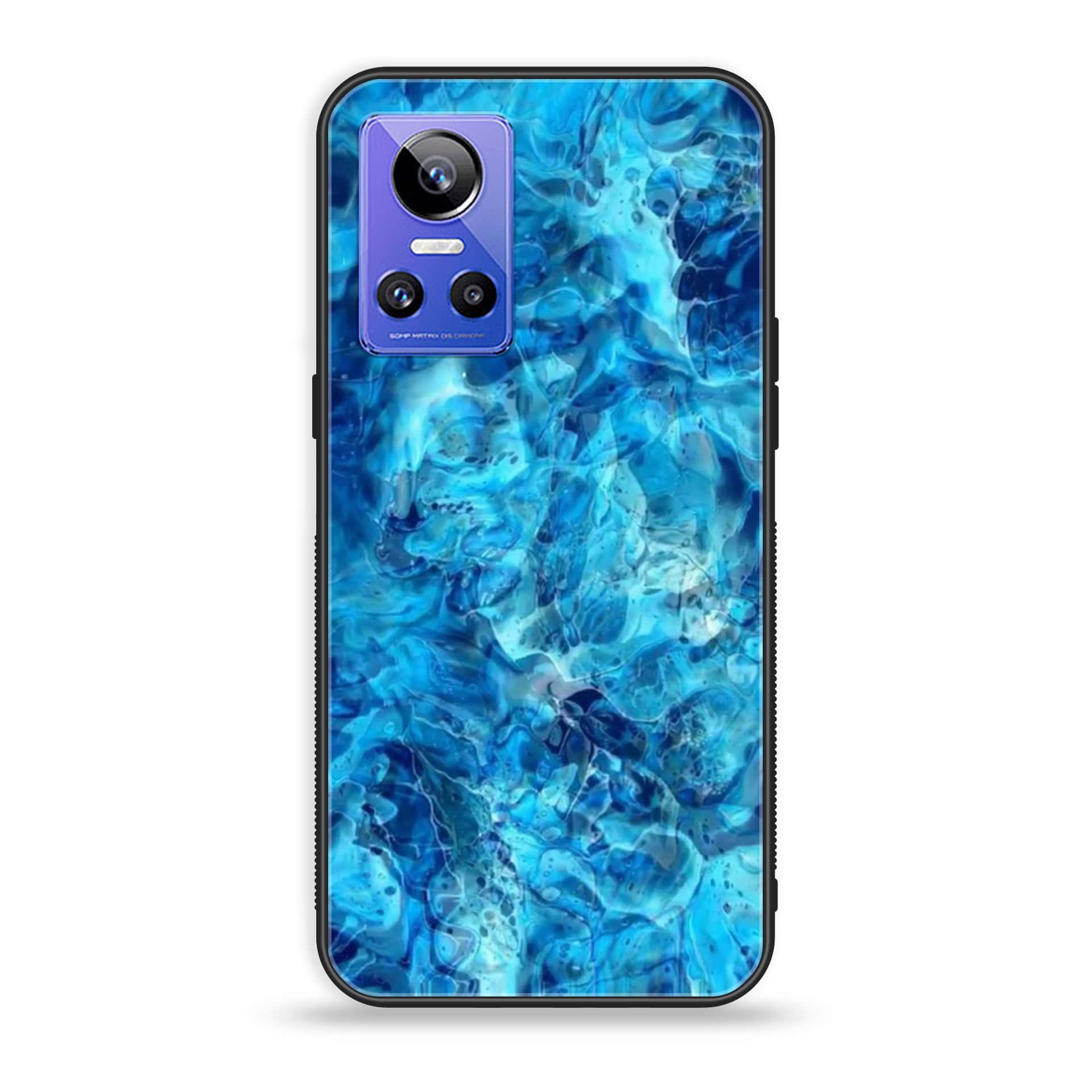 Realme GT Neo 3 - Blue Marble Series - Premium Printed Glass soft Bumper shock Proof Case