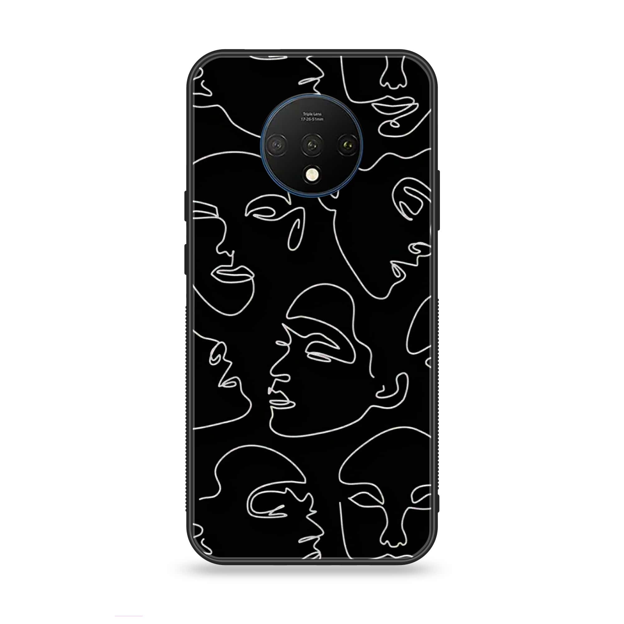 OnePlus 7T - Girls Line Art Series - Premium Printed Glass soft Bumper shock Proof Case