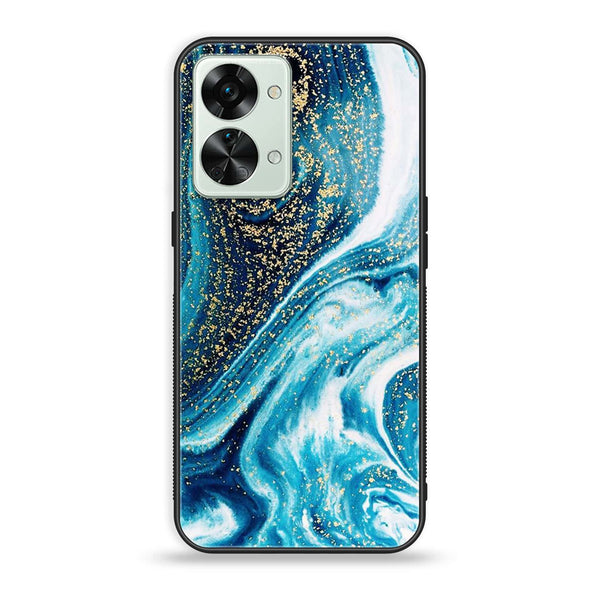OnePlus Nord 2T 5G Blue Marble Series Premium Printed Glass soft Bumper shock Proof Case