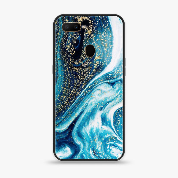 Oppo F9 - Blue Marble Series - Premium Printed Glass soft Bumper shock Proof Case