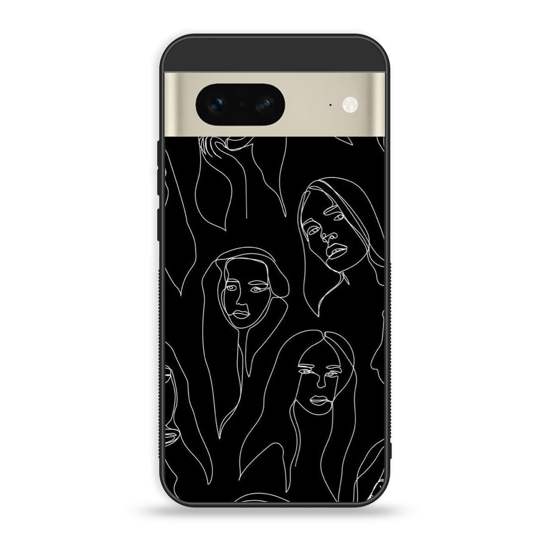 Google Pixel 7 - Girls Line Art Series - Premium Printed Glass soft Bumper shock Proof Case