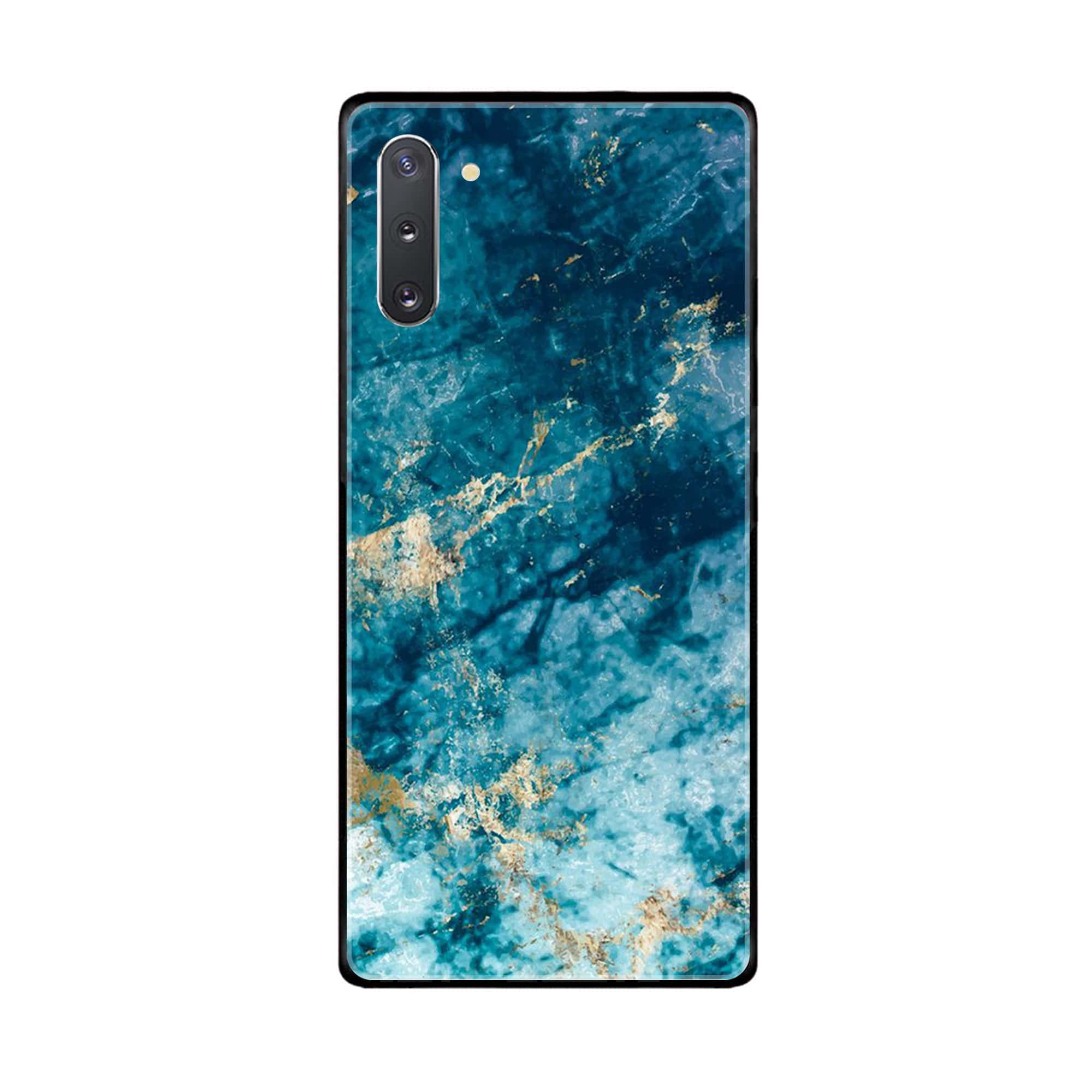 Samsung Galaxy Note 10 5G Blue Marble Series Premium Printed Glass soft Bumper shock Proof Case