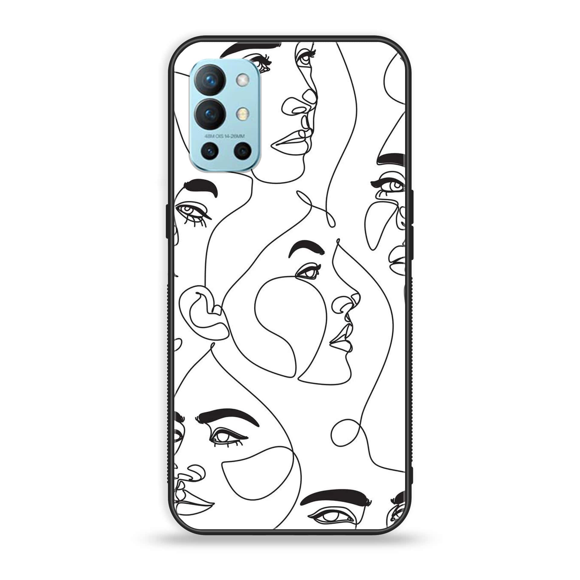 OnePlus 9R - Girls Line Art Series - Premium Printed Glass soft Bumper shock Proof Case