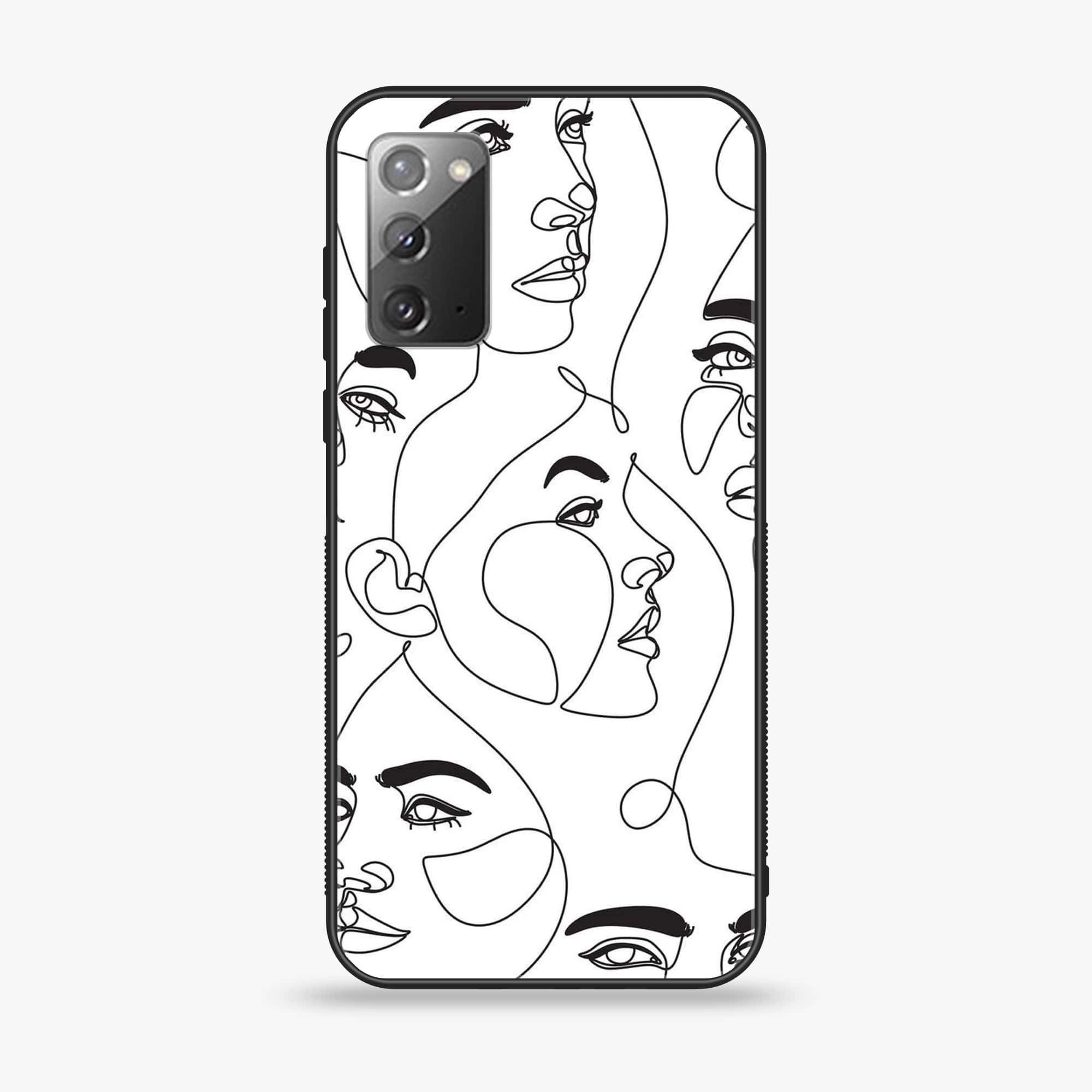 Samsung Galaxy Note 20 - Girls Line Art Series - Premium Printed Glass soft Bumper shock Proof Case