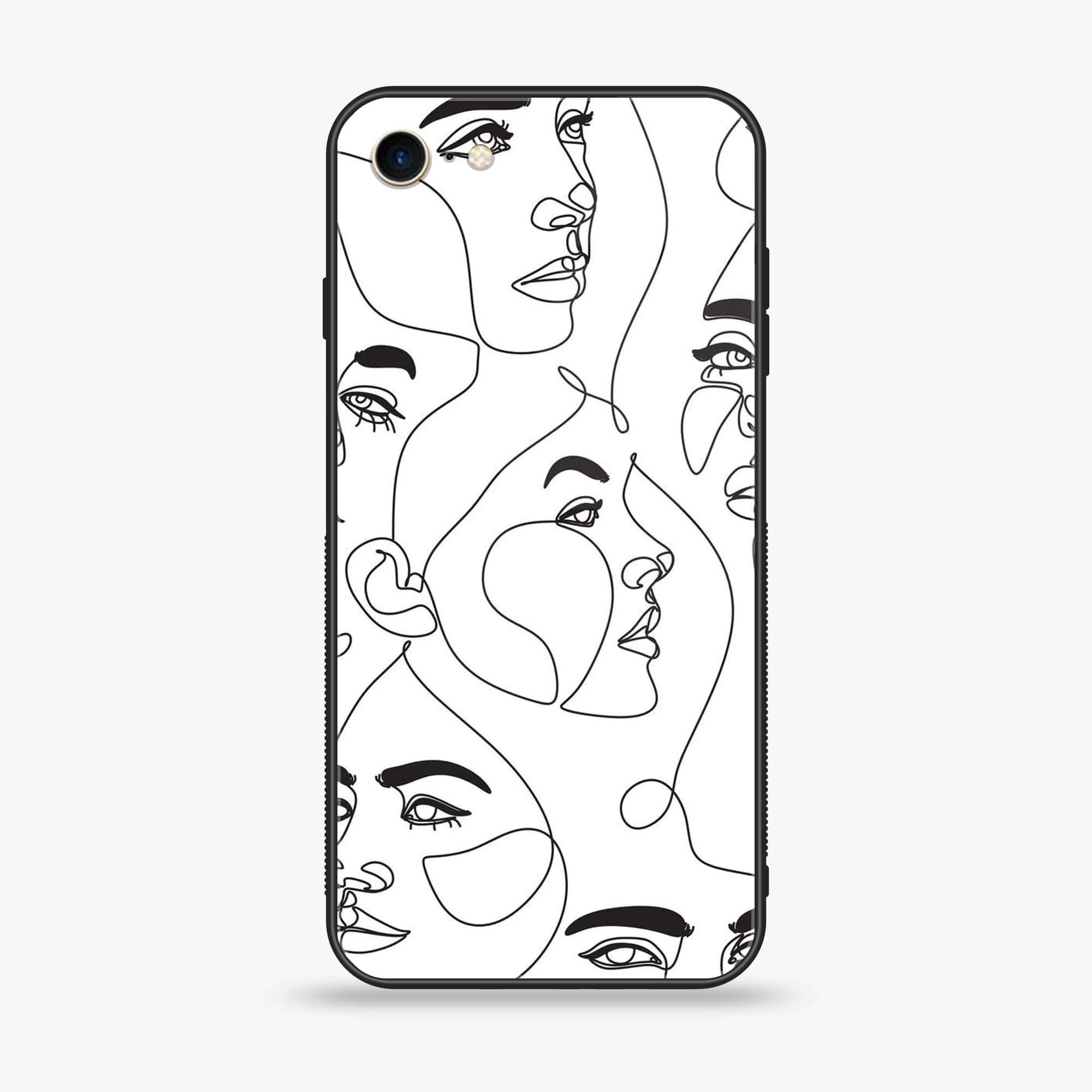 iPhone SE 2022 - Girls Line Art Series - Premium Printed Glass soft Bumper shock Proof Case