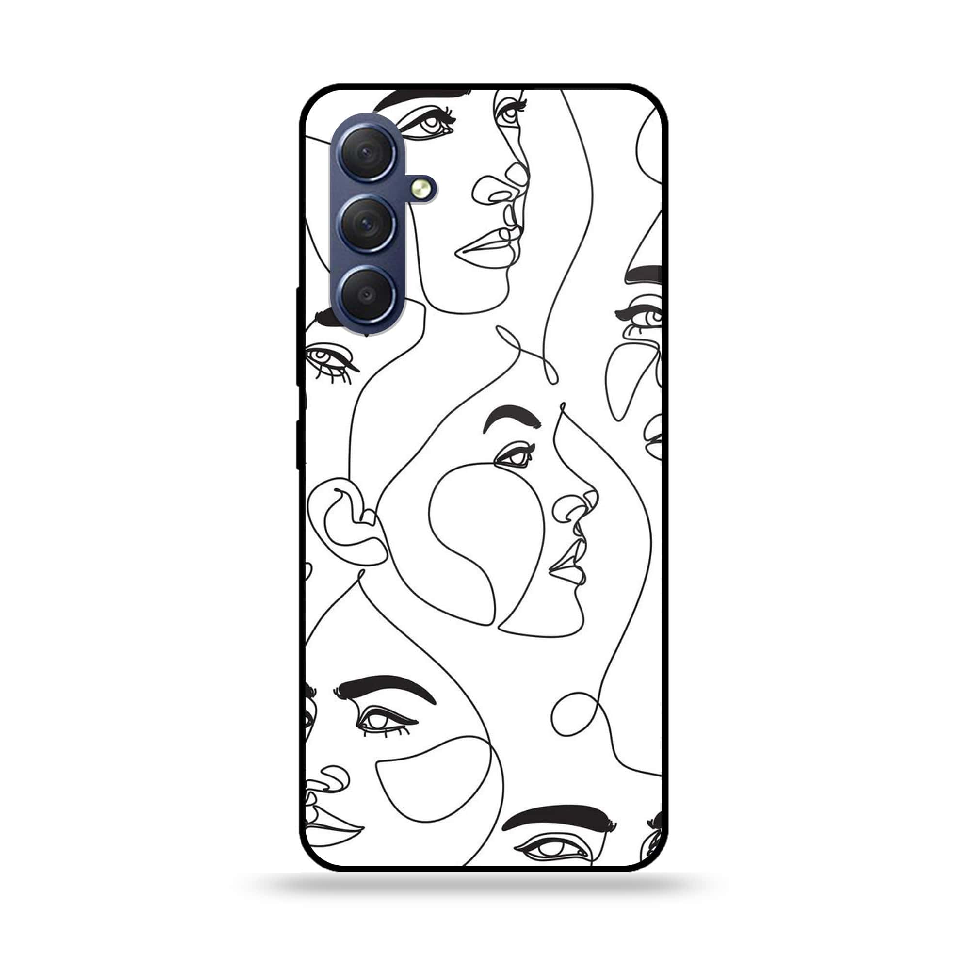 Samsung Galaxy M54 - Girls Line Art Series - Premium Printed Glass soft Bumper shock Proof Case