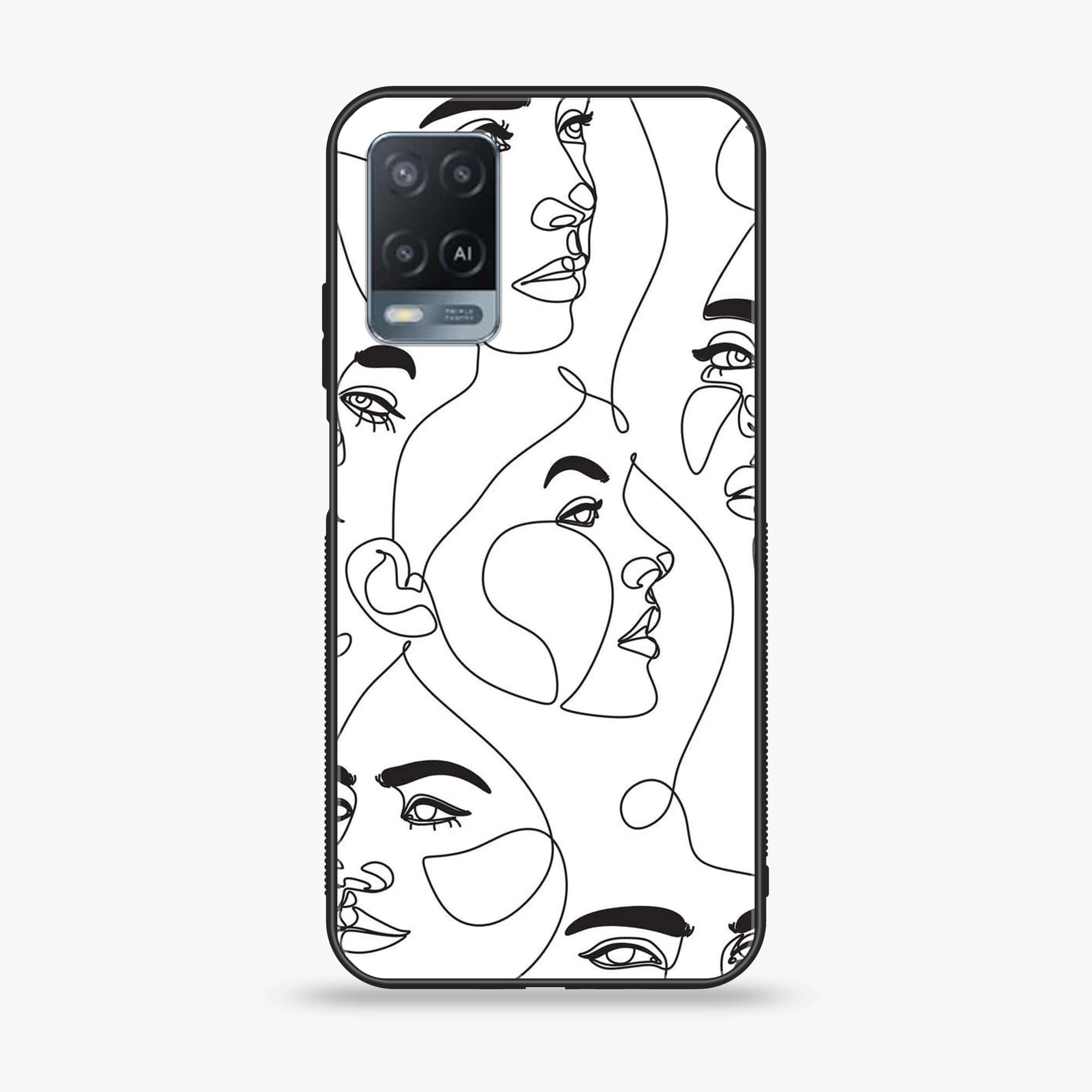 Oppo A54 - Girl Line Art Series - Premium Printed Glass soft Bumper shock Proof Case