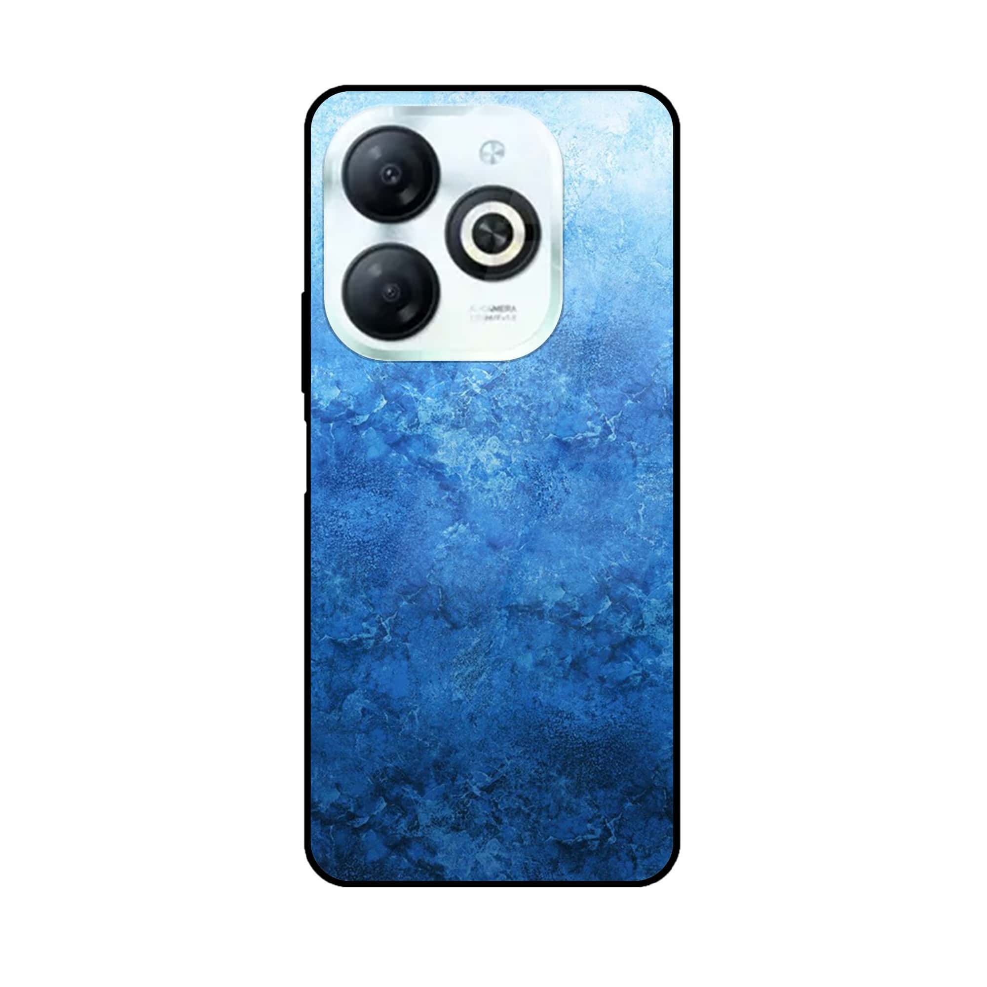 Infinix Hot 40i - Blue Marble Series - Premium Printed Glass soft Bumper shock Proof Case