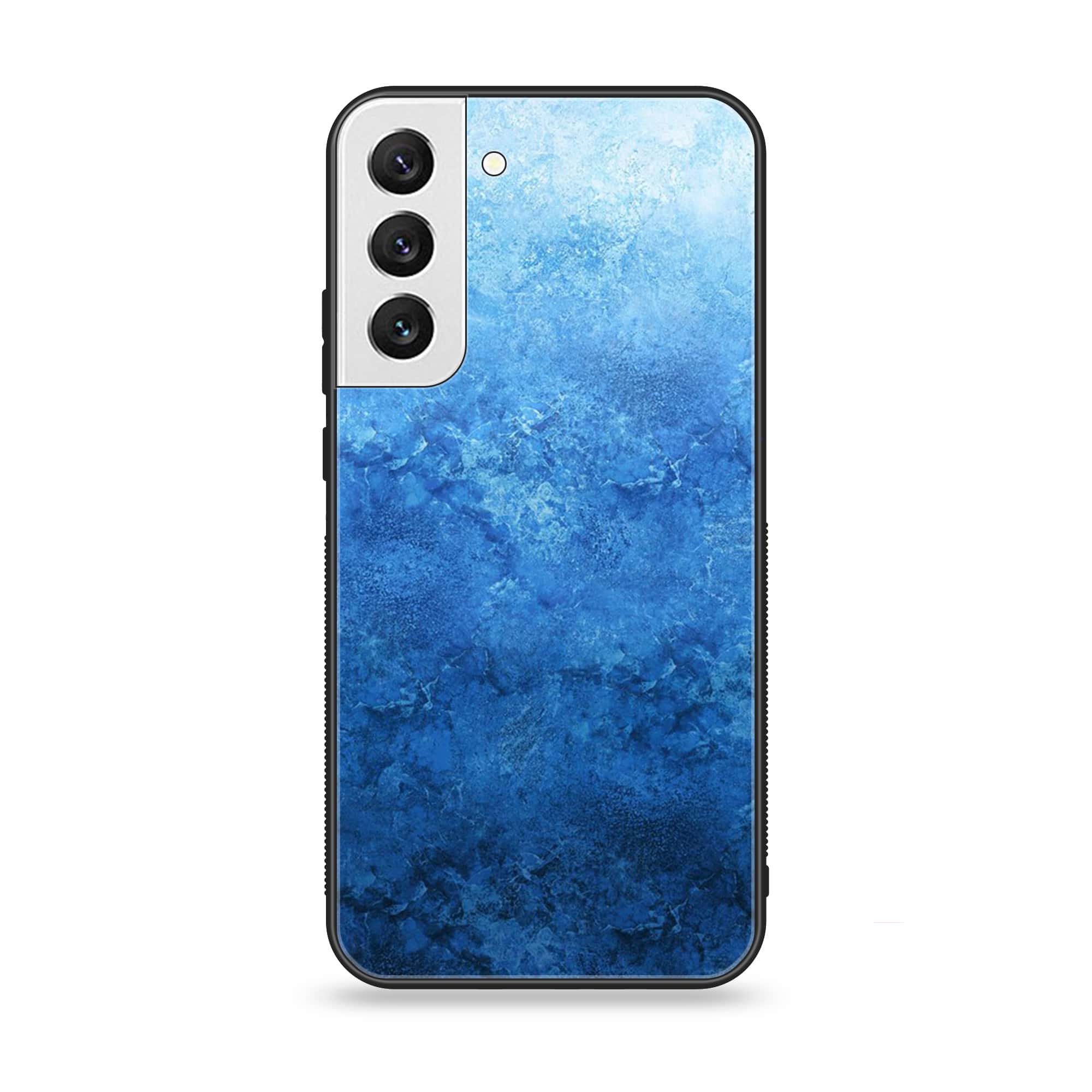 Samsung Galaxy S22 - Blue Marble Series - Premium Printed Glass soft Bumper shock Proof Case