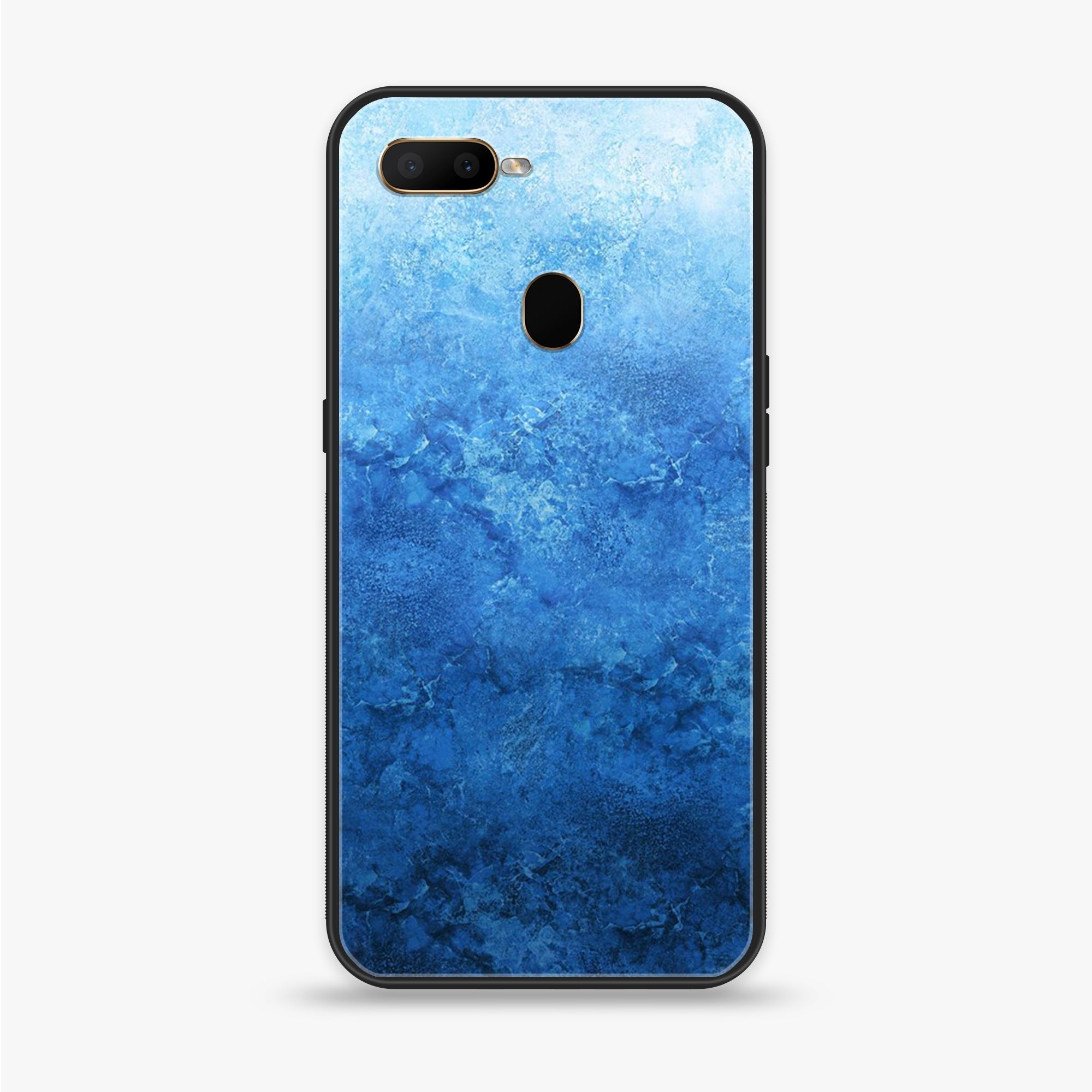Oppo F9 - Blue Marble Series - Premium Printed Glass soft Bumper shock Proof Case