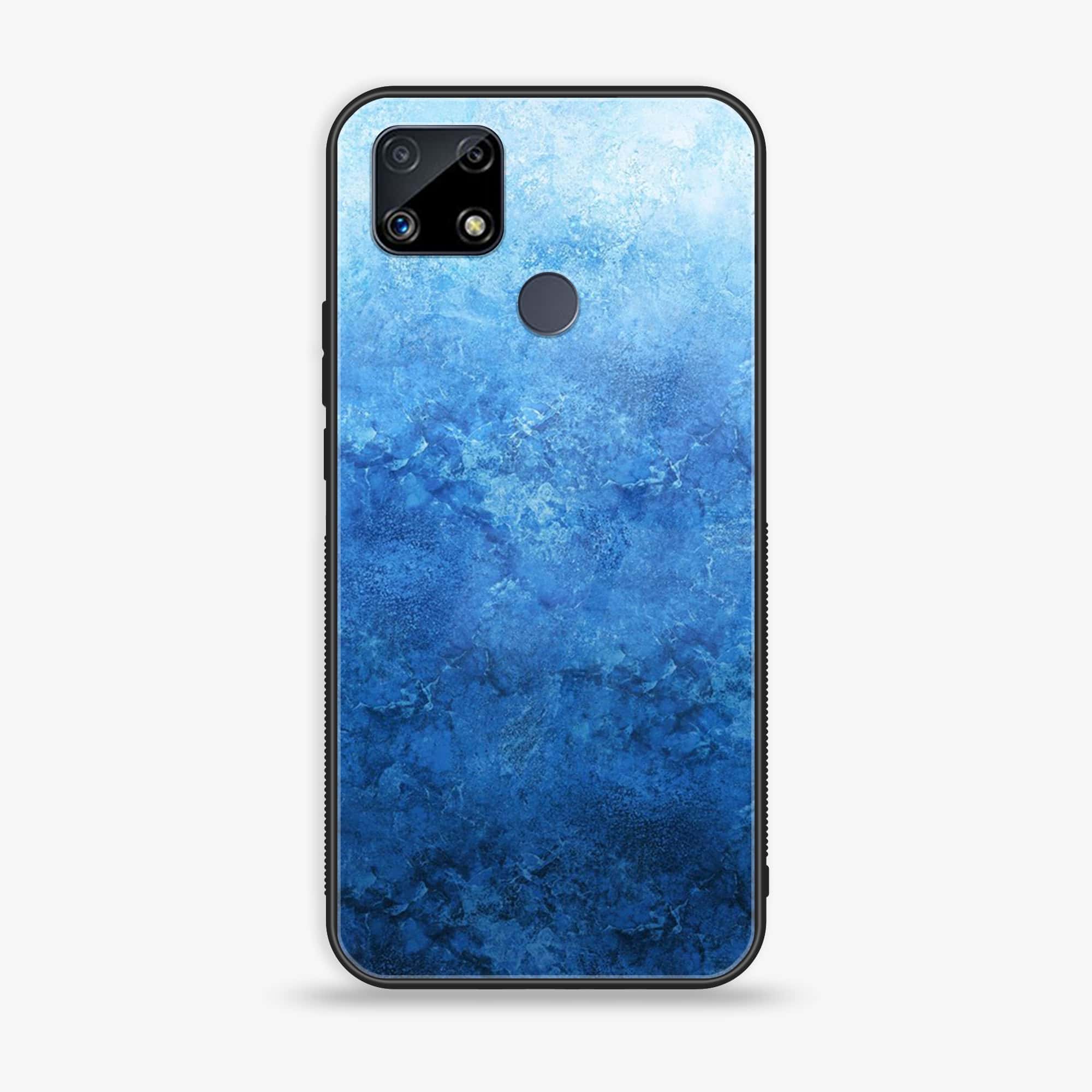 Realme C25s  Blue Marble Series Premium Printed Glass soft Bumper shock Proof Case