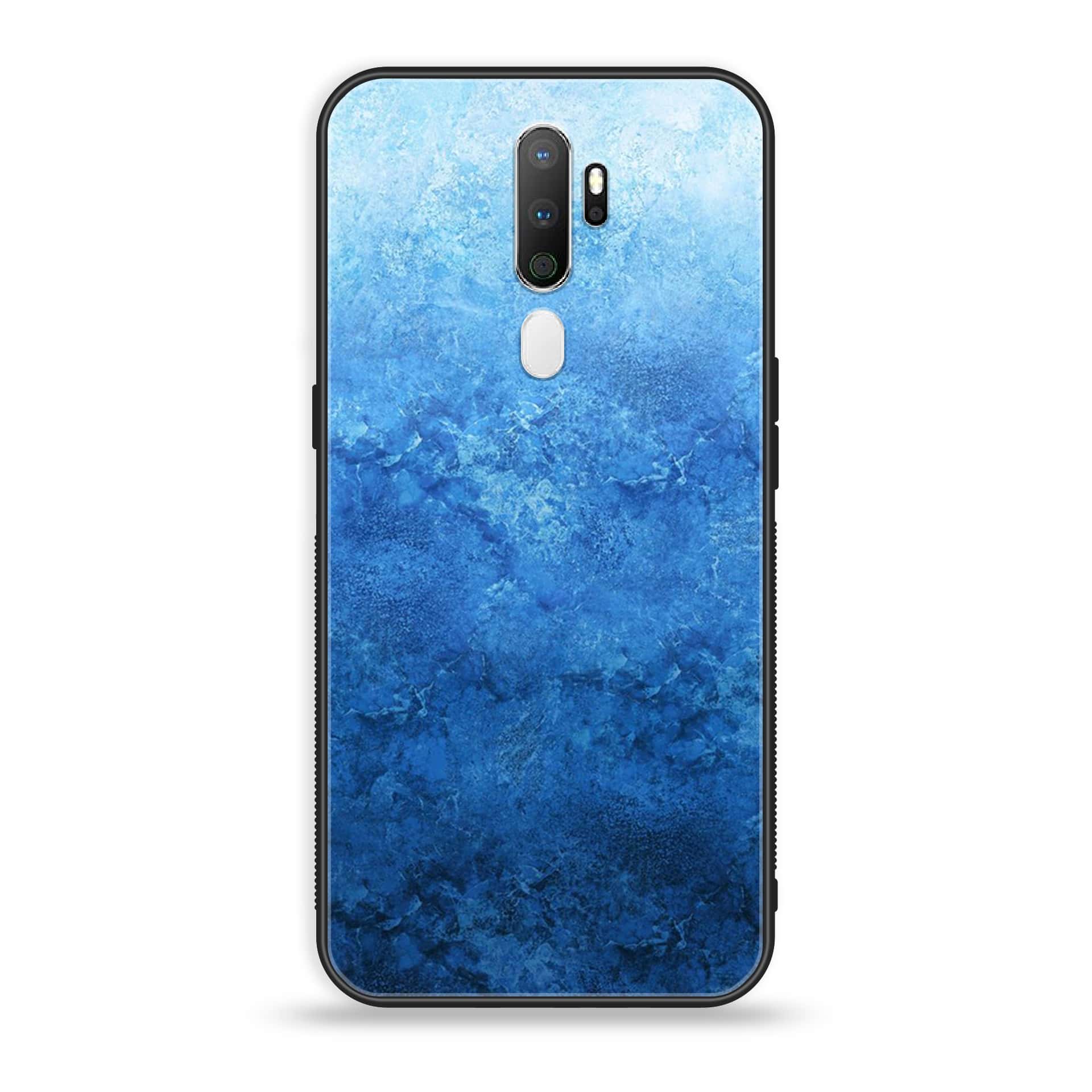 Oppo A5 2020  Blue Marble Series Premium Printed Glass soft Bumper shock Proof Case