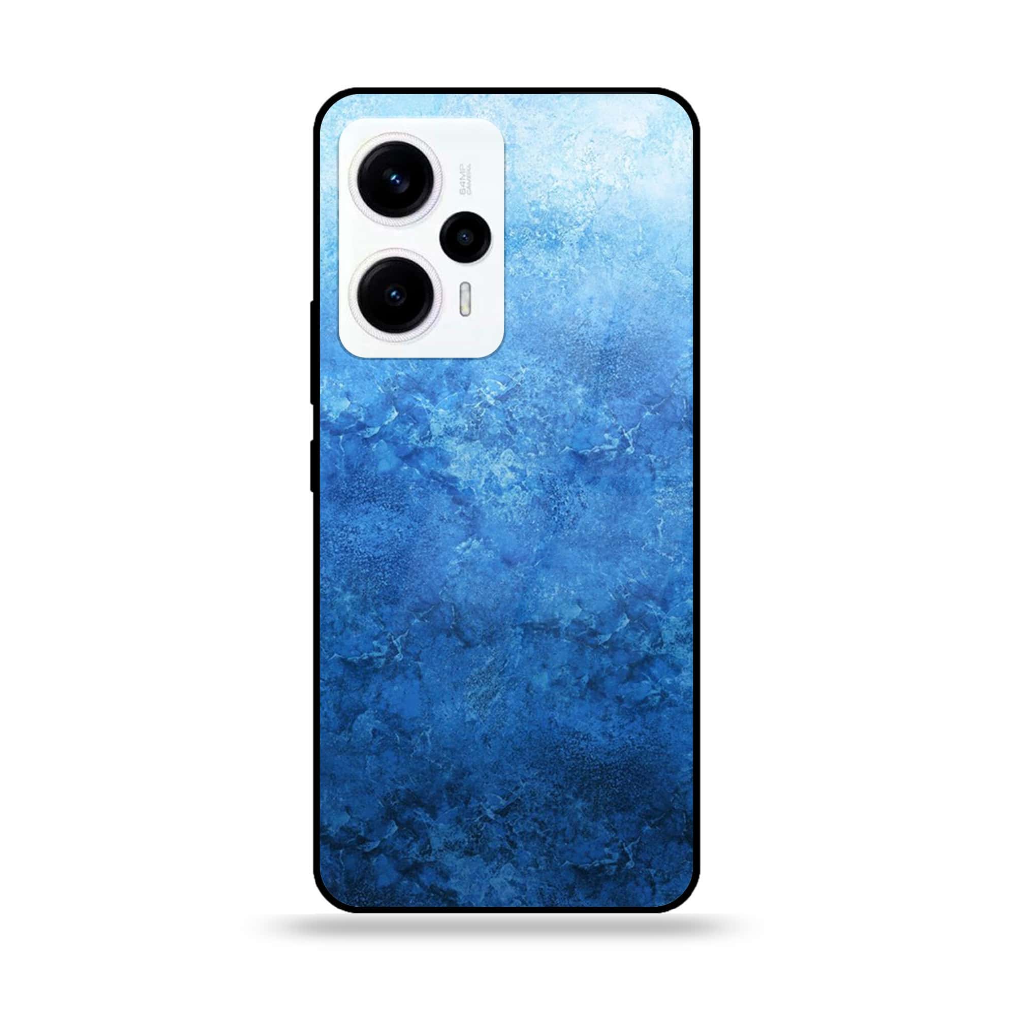 Xiaomi Poco F5 - Blue Marble Series - Premium Printed Glass soft Bumper shock Proof Case