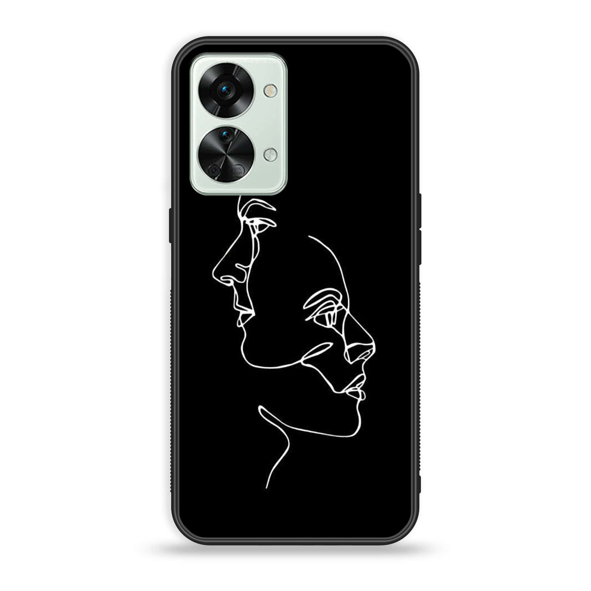 OnePlus Nord 2T 5G Girls Line Art Series Premium Printed Glass soft Bumper shock Proof Case