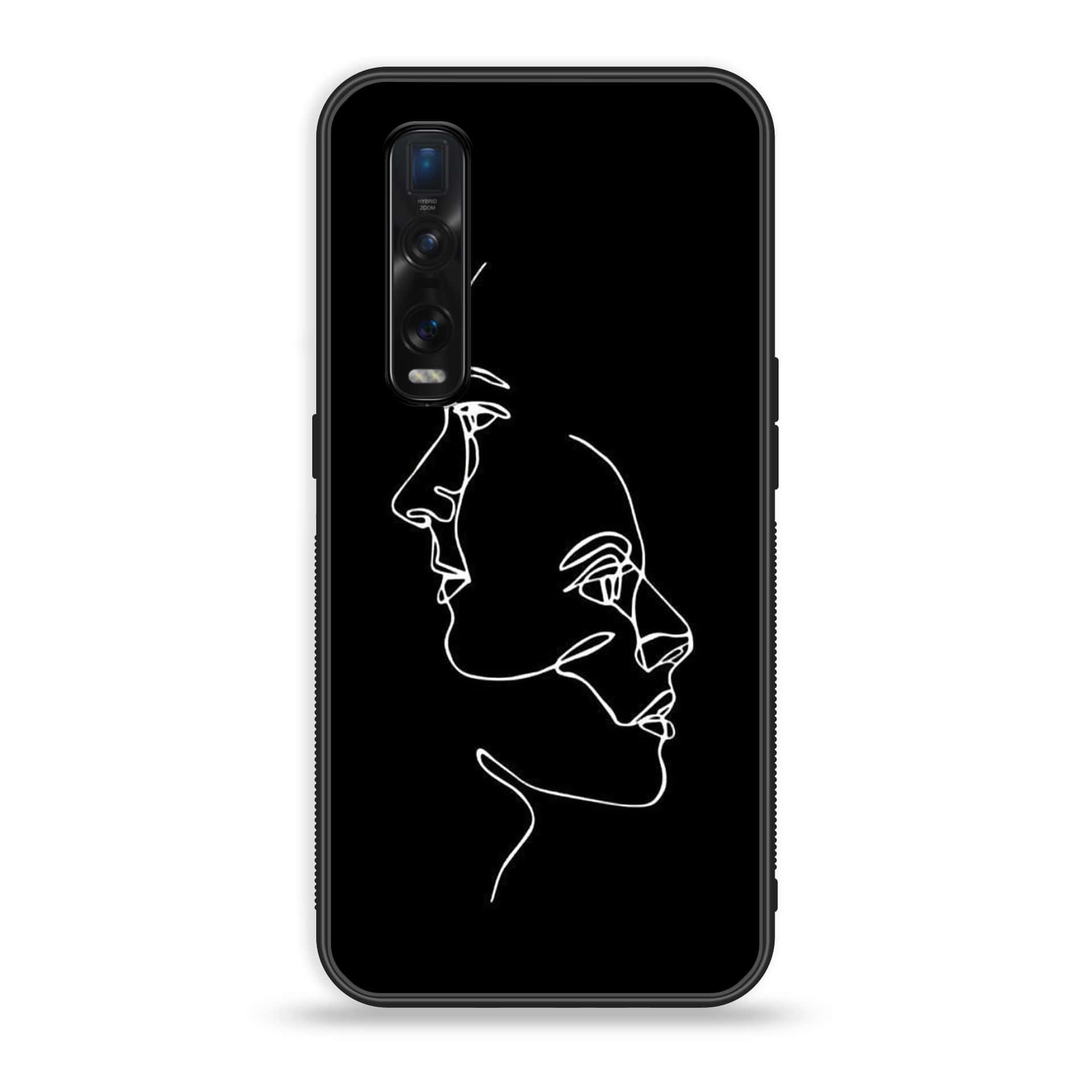 Oppo Find X2 -Girl Line Art Series - Premium Printed Glass soft Bumper shock Proof Case