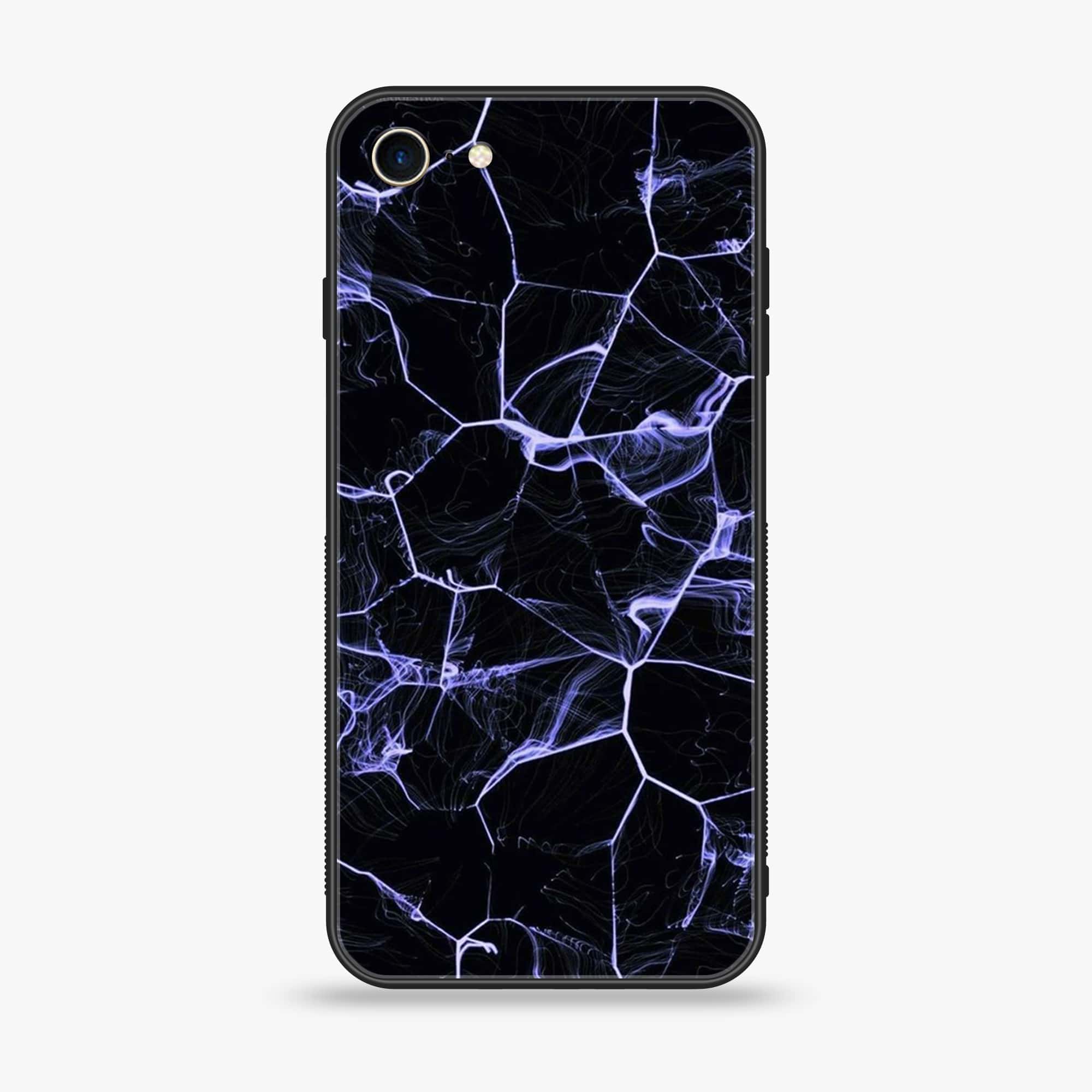 iPhone SE 2022 - Black Marble Series - Premium Printed Glass soft Bumper shock Proof Case