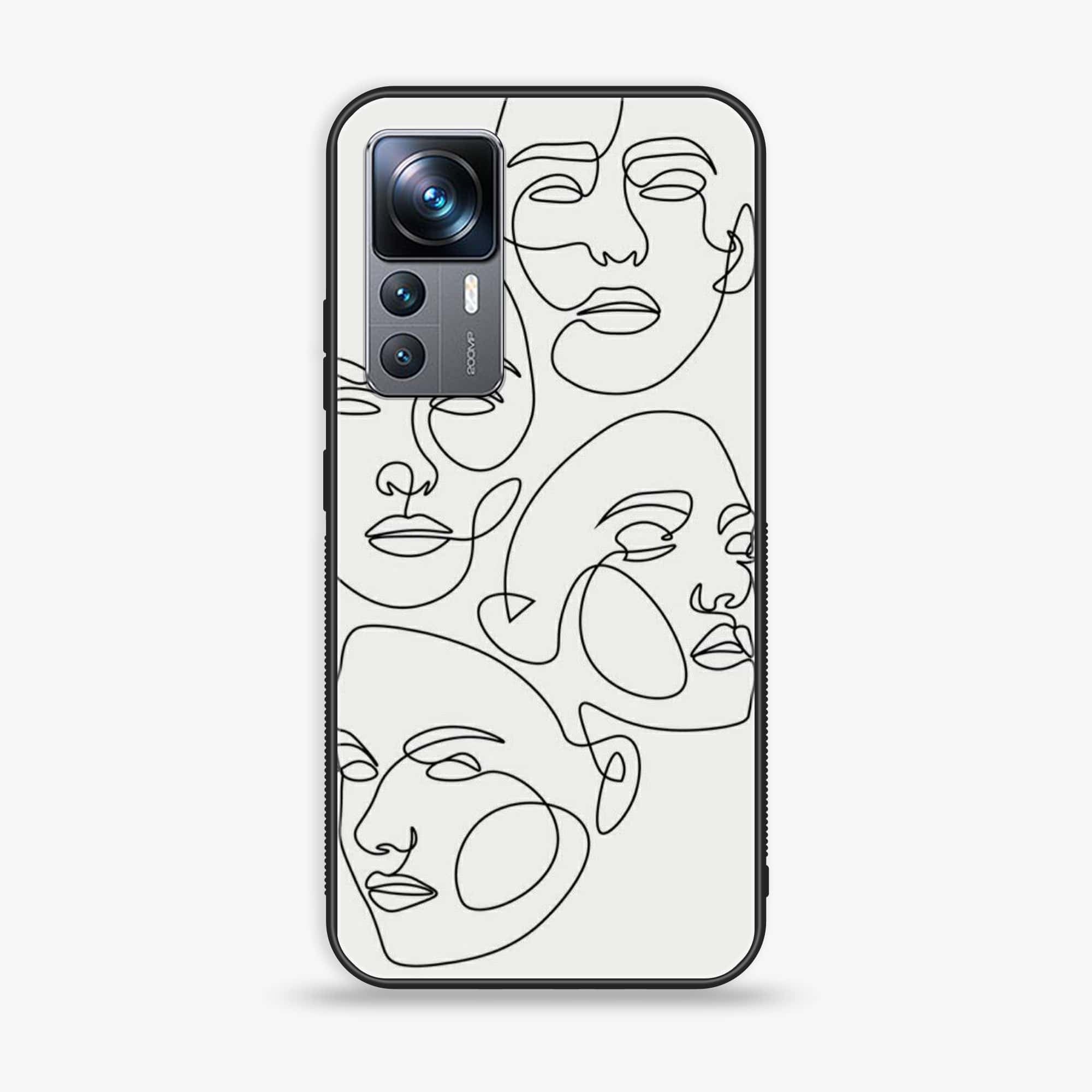 Xiaomi 12T - Girls Line Art Series - Premium Printed Glass soft Bumper shock Proof Case