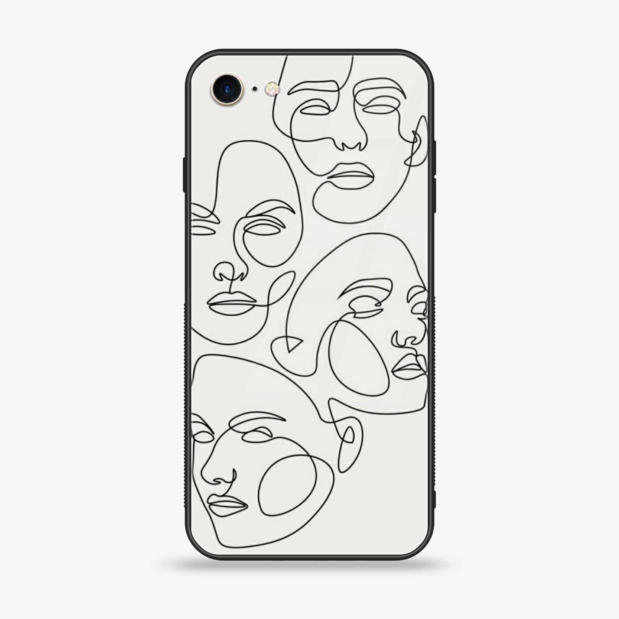 iPhone SE 2022 - Girls Line Art Series - Premium Printed Glass soft Bumper shock Proof Case
