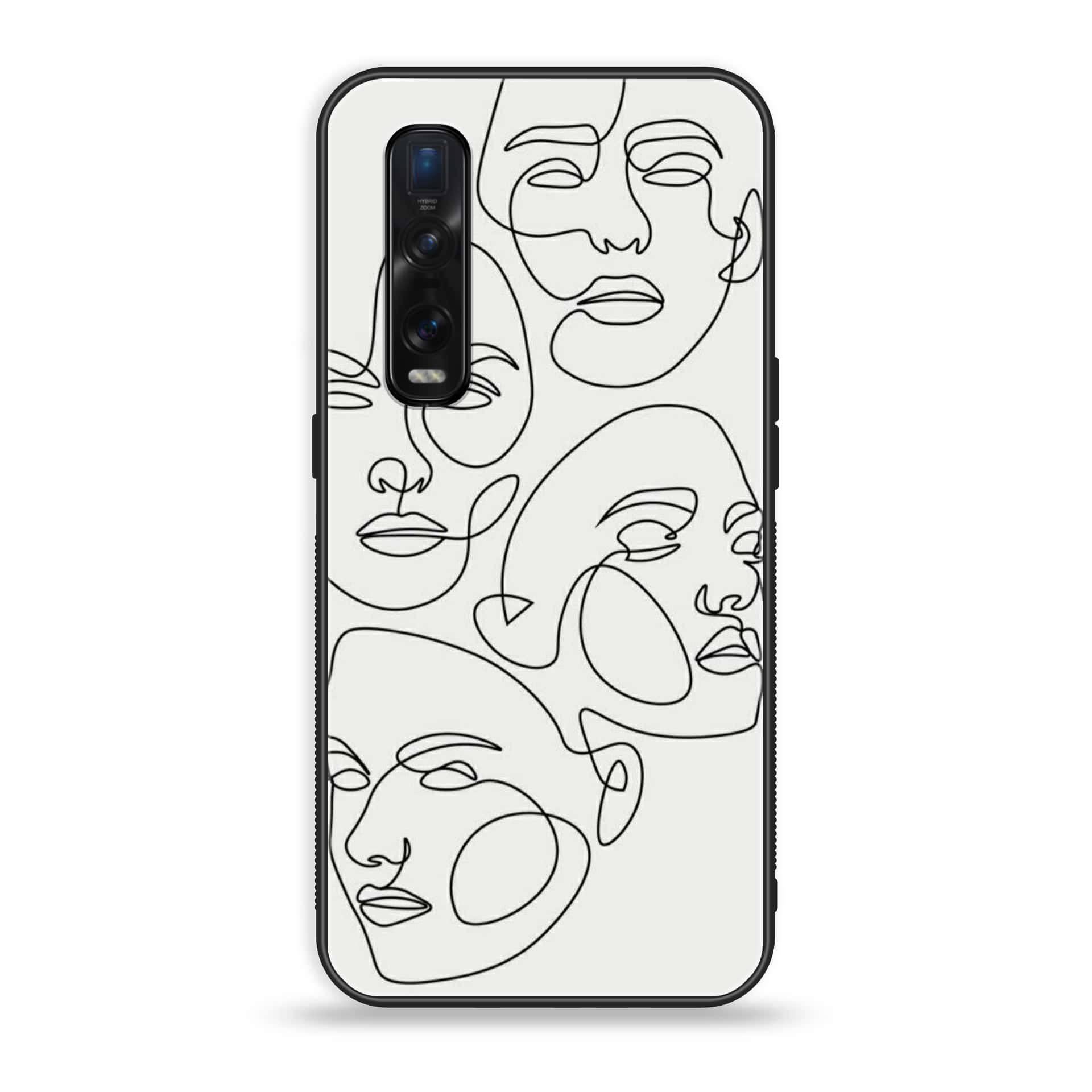 Oppo Find X2 Pro -Girl Line Art Series - Premium Printed Glass soft Bumper shock Proof Case