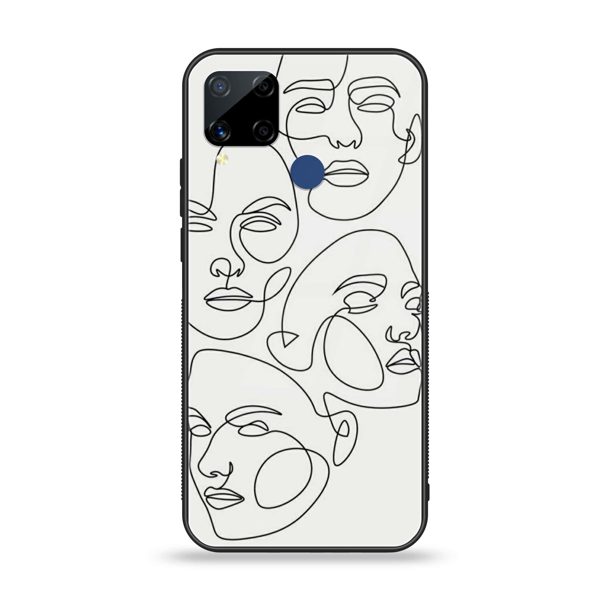 Realme C15 - Girls Line Art Series - Premium Printed Glass soft Bumper shock Proof Case